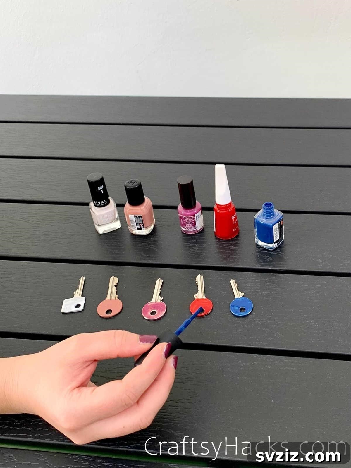 Color code keys with nail polish for easy identification