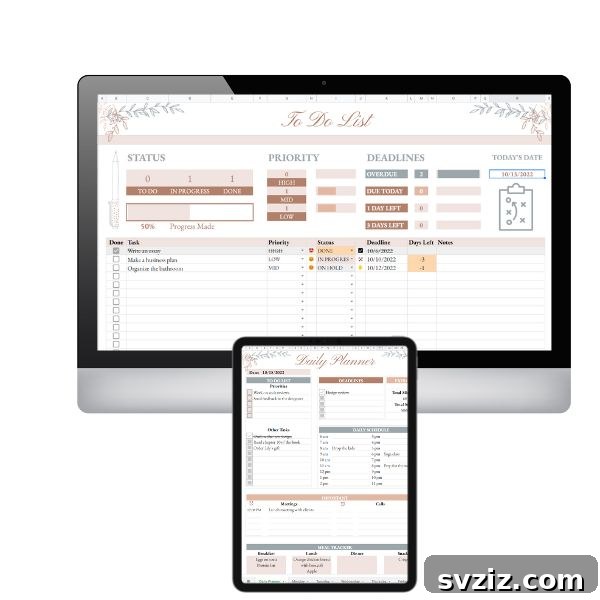 Editable Excel planner for efficient time management