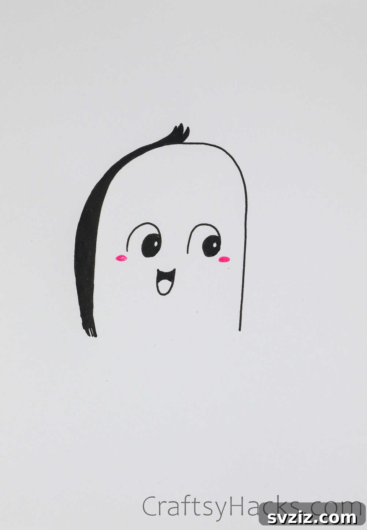 An energetic doodle of an excited face with wide eyes and a beaming smile, complete with spiky hair, perfect for marking joyful events.