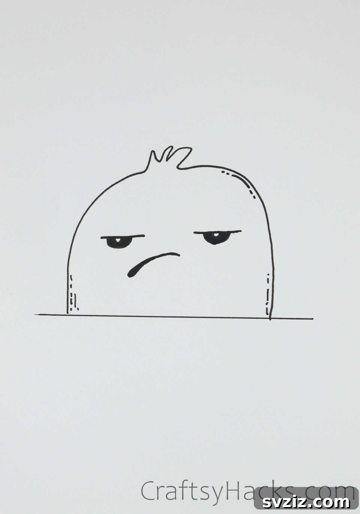 A simple yet poignant doodle of an upset face with downturned mouth and sad eyes, conveying sadness or disappointment.