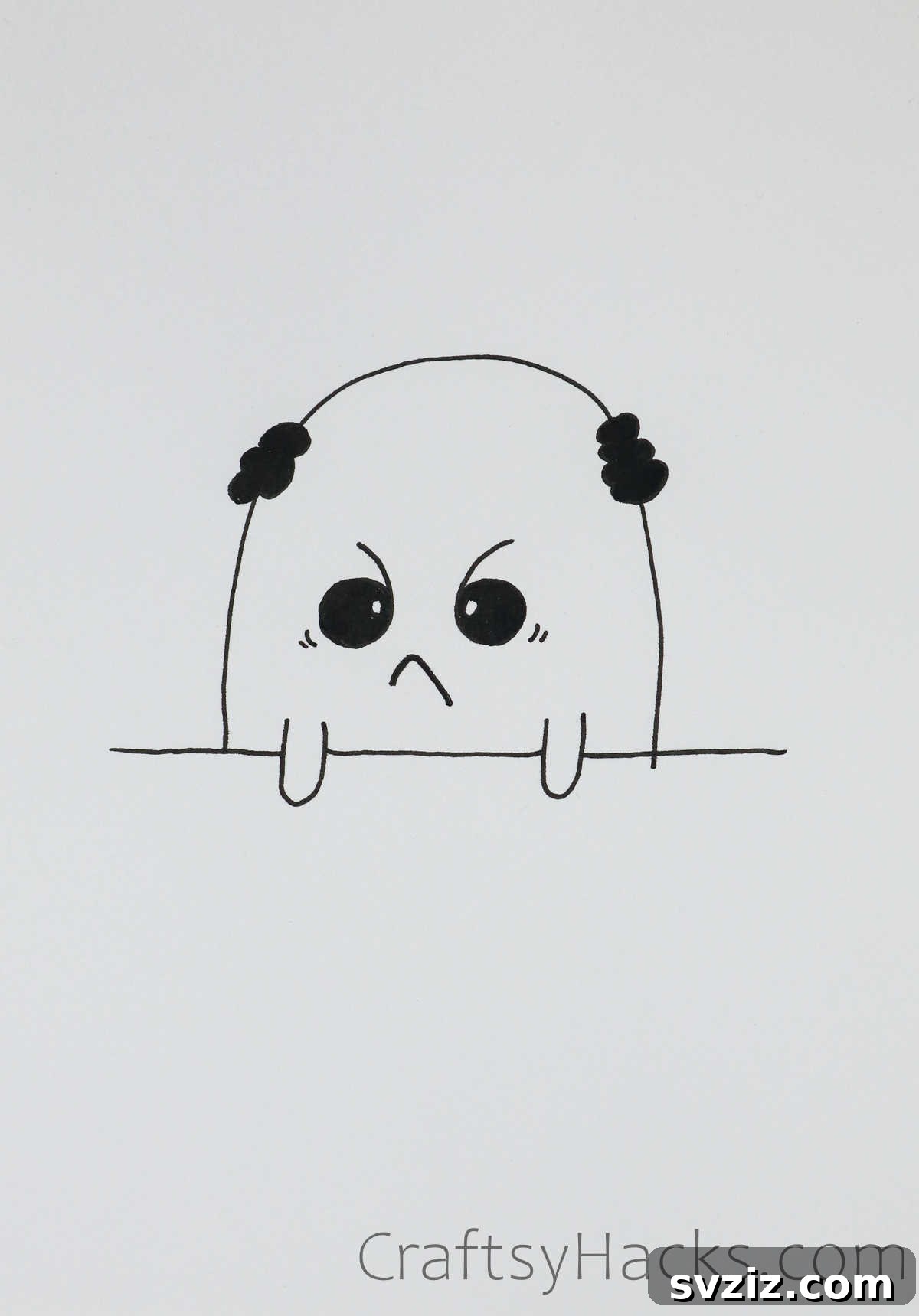 A fierce and simple doodle of an angry face with furrowed brows and a frown, ideal for expressing frustration or strong emotions in a creative way.