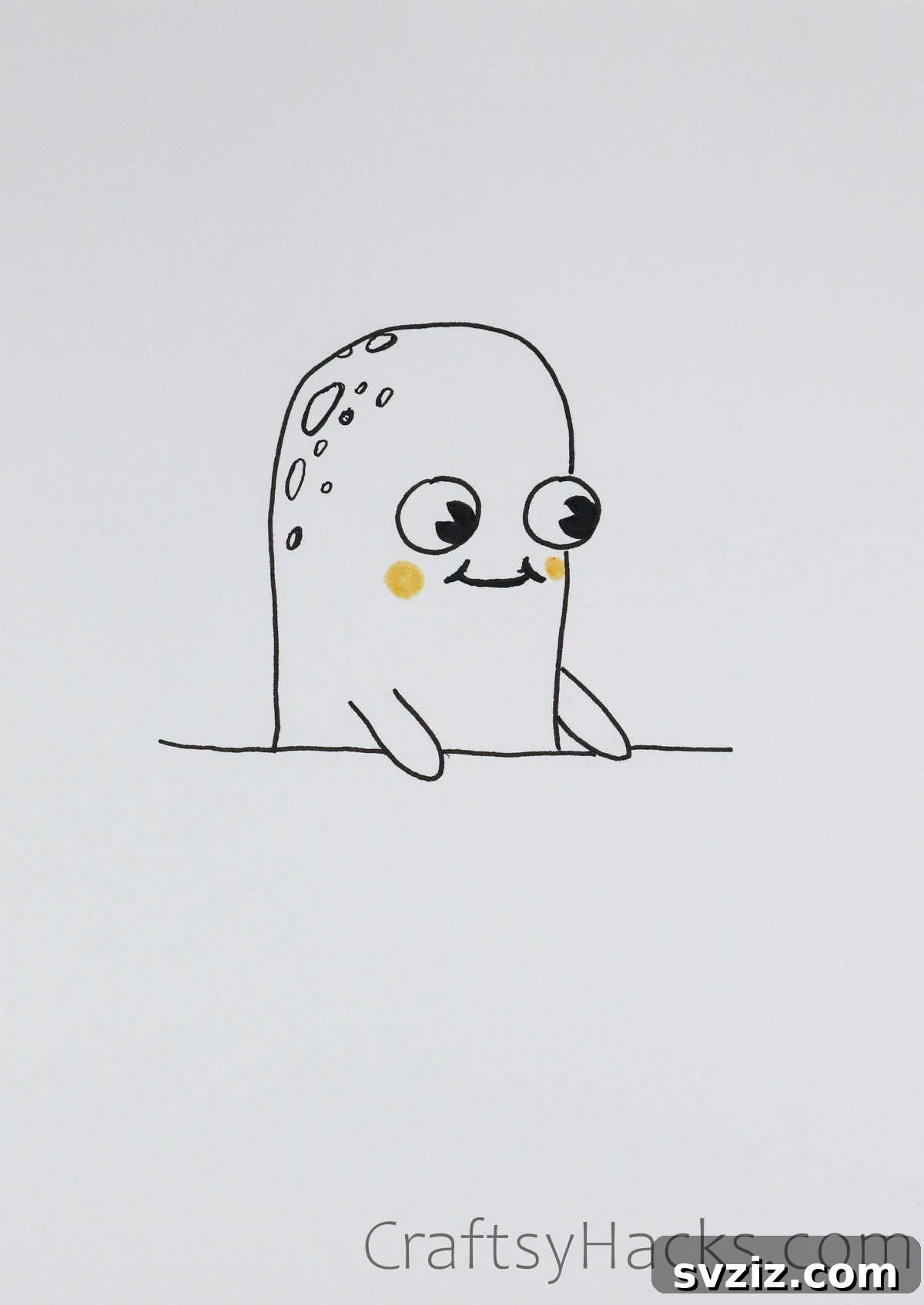 A calm and happy doodle of a relieved face, featuring soft eyes and a gentle smile, perfect for illustrating moments of peace or relaxation.