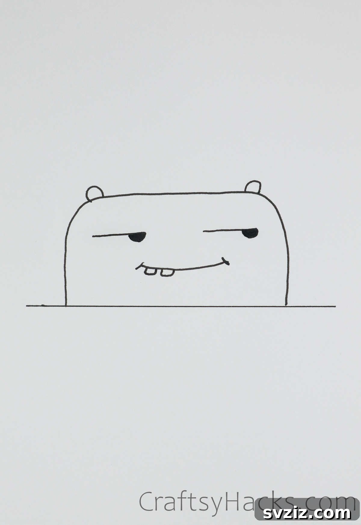 A sly and playful doodle of a smirking face, with one eye slightly closed and a mischievous grin, perfect for adding a cunning touch.