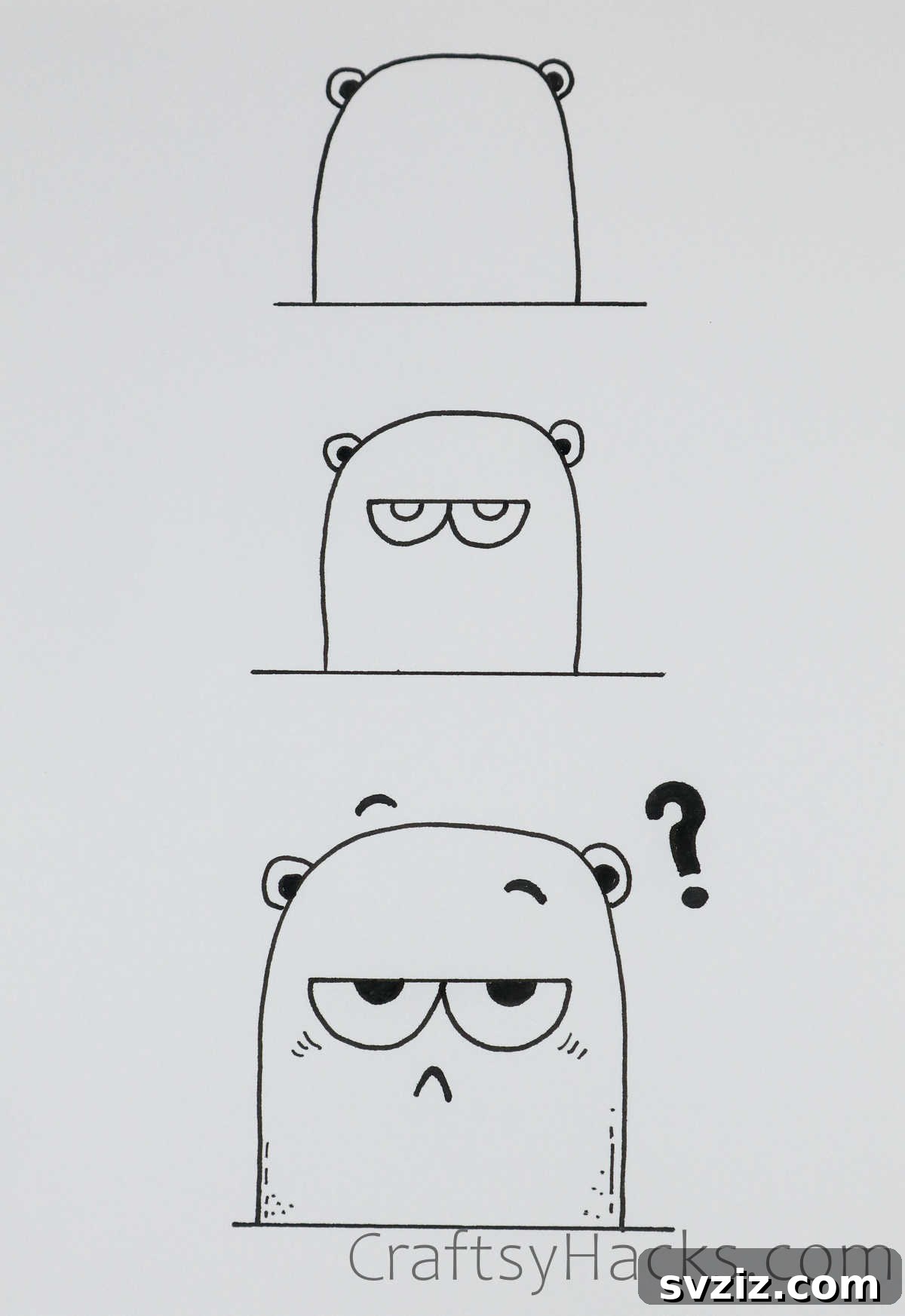 A simple yet clear doodle of a confused face, featuring furrowed brows, a tilted head, and a questioning expression, perfect for illustrating puzzling moments.