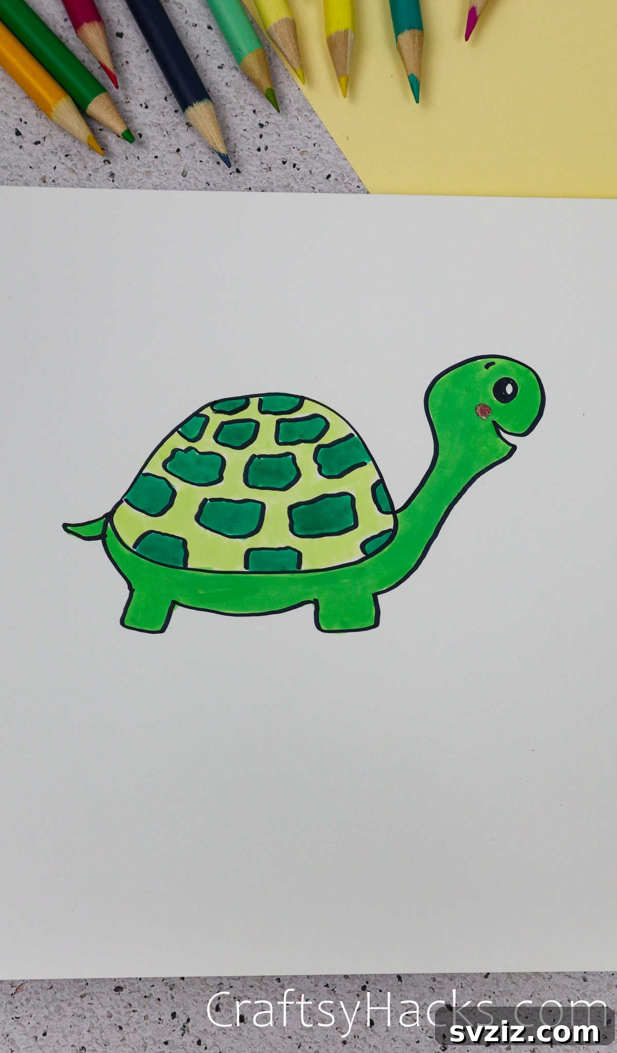 40 Engaging Drawing Ideas for Young Artists 11 Cute turtle doodle drawing for kids