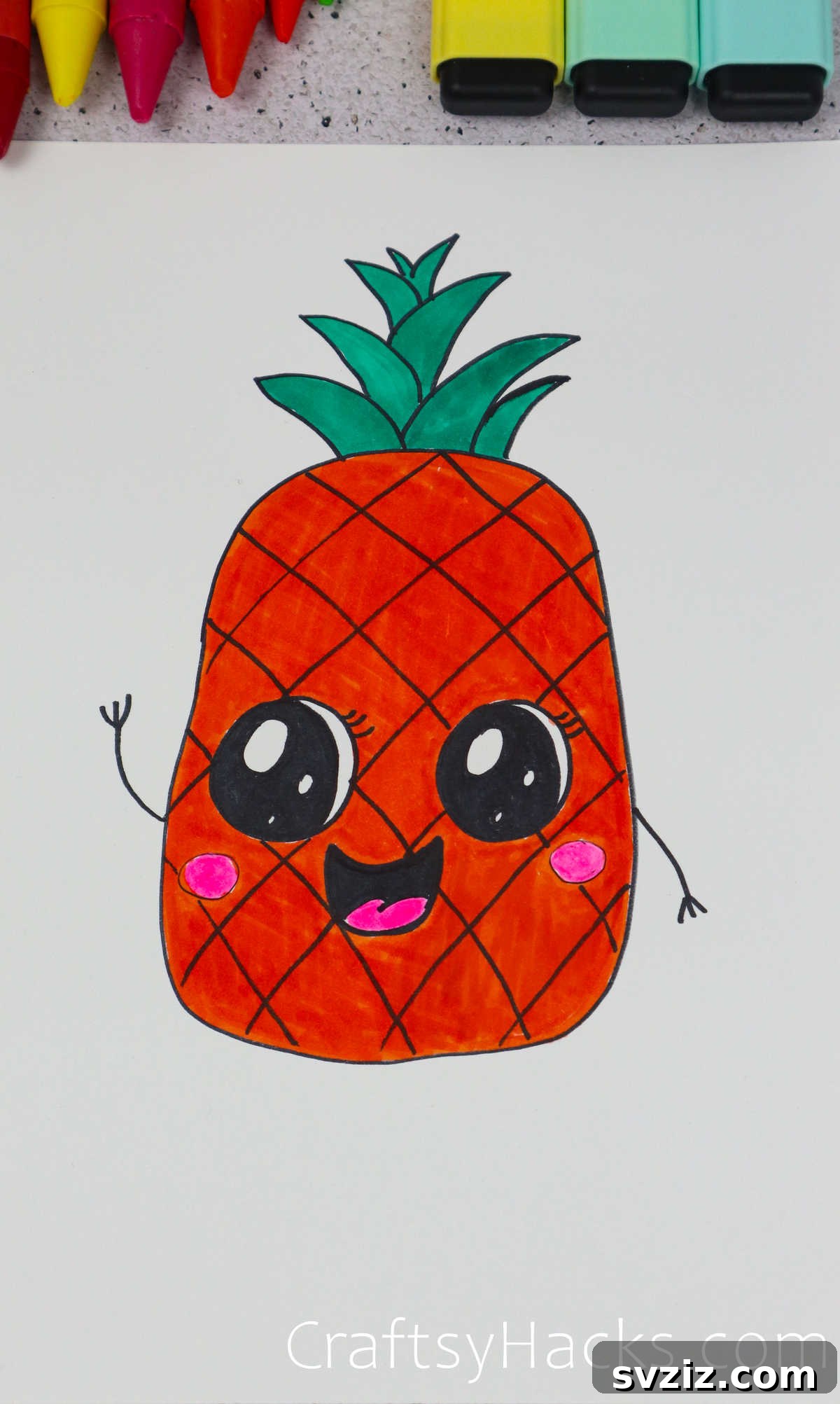 40 Engaging Drawing Ideas for Young Artists 19 Easy tropical pineapple doodle drawing for kids