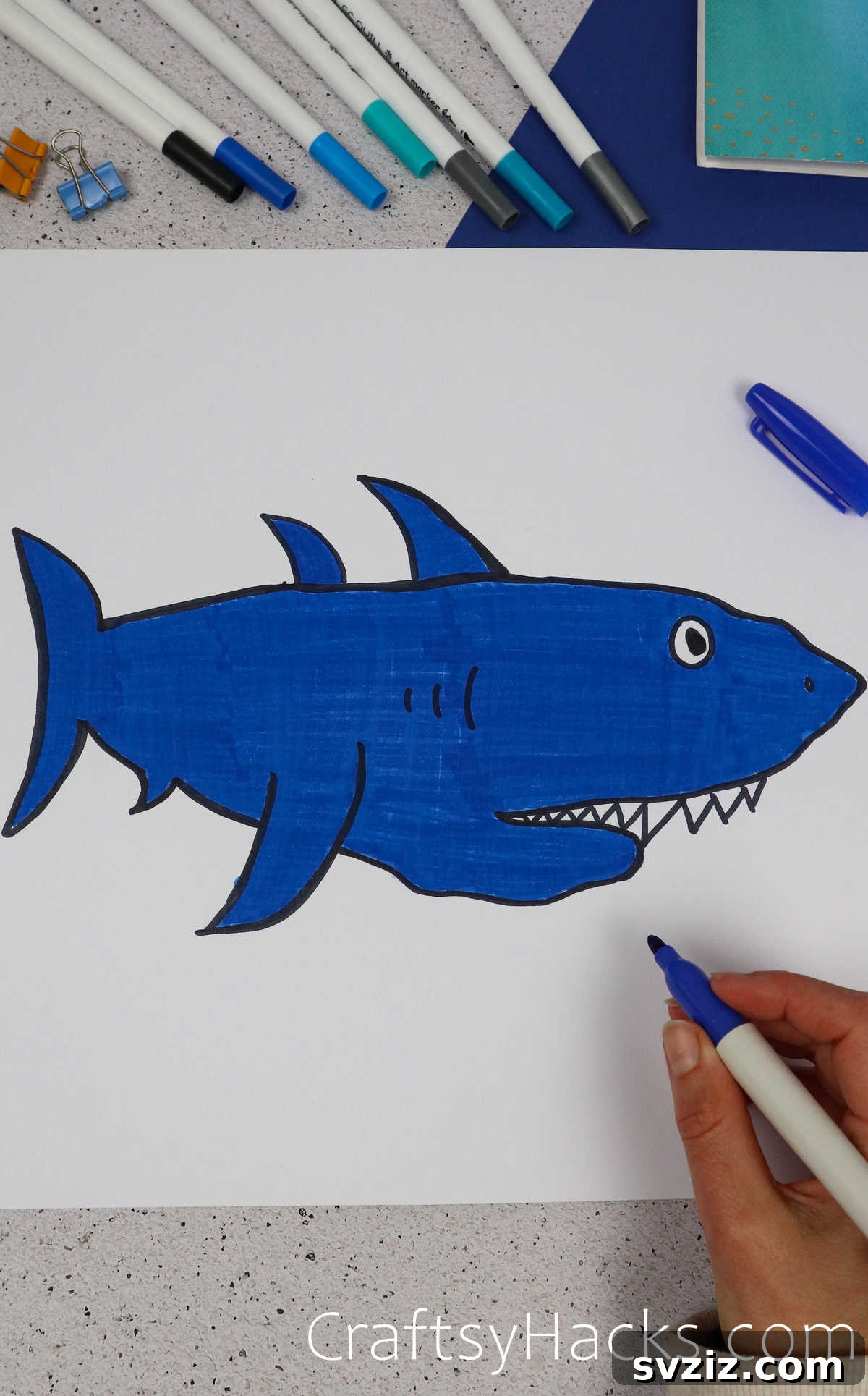 40 Engaging Drawing Ideas for Young Artists 21 Simple friendly shark doodle drawing for kids