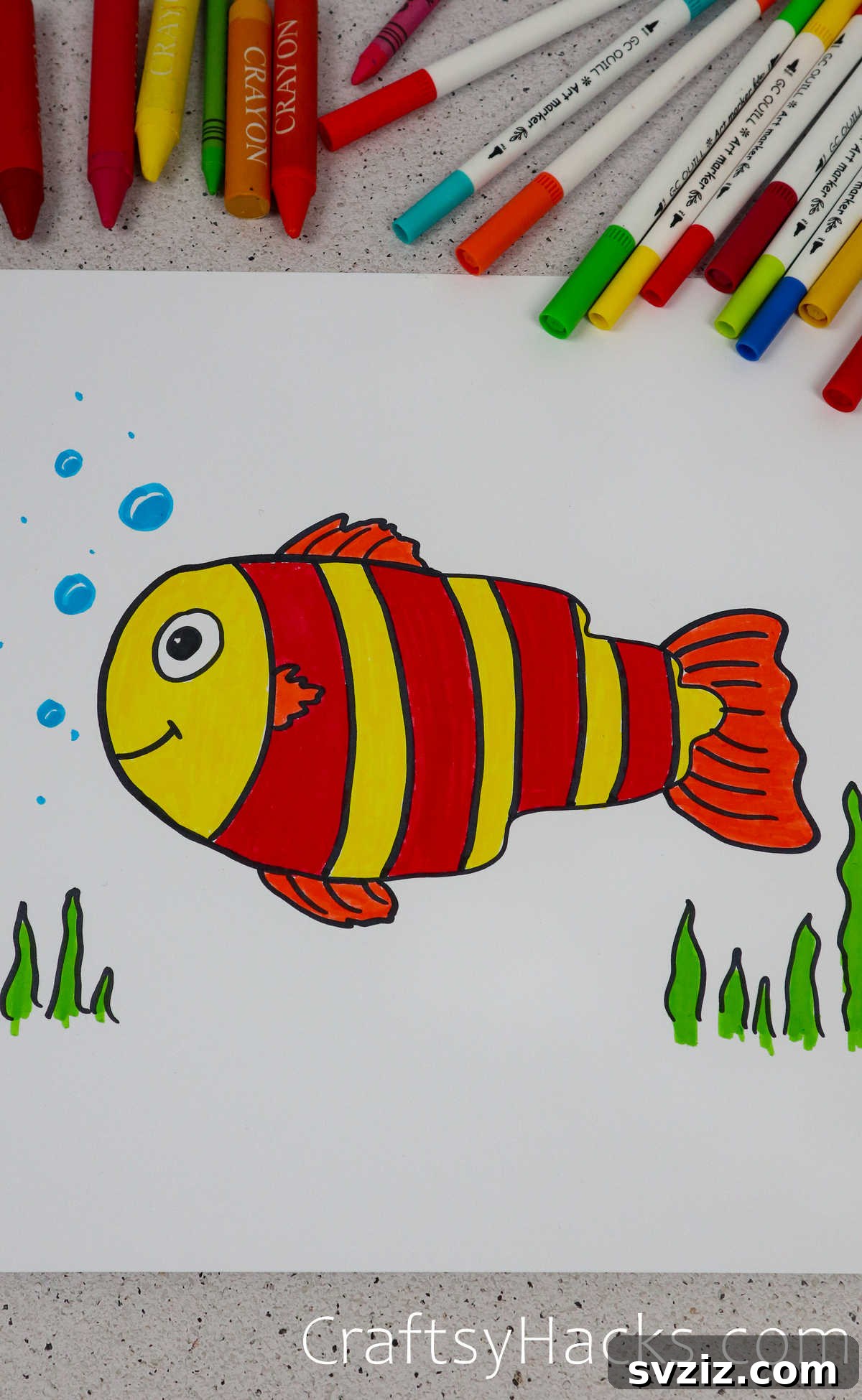 40 Engaging Drawing Ideas for Young Artists 22 Handprint fish doodle drawing for kids