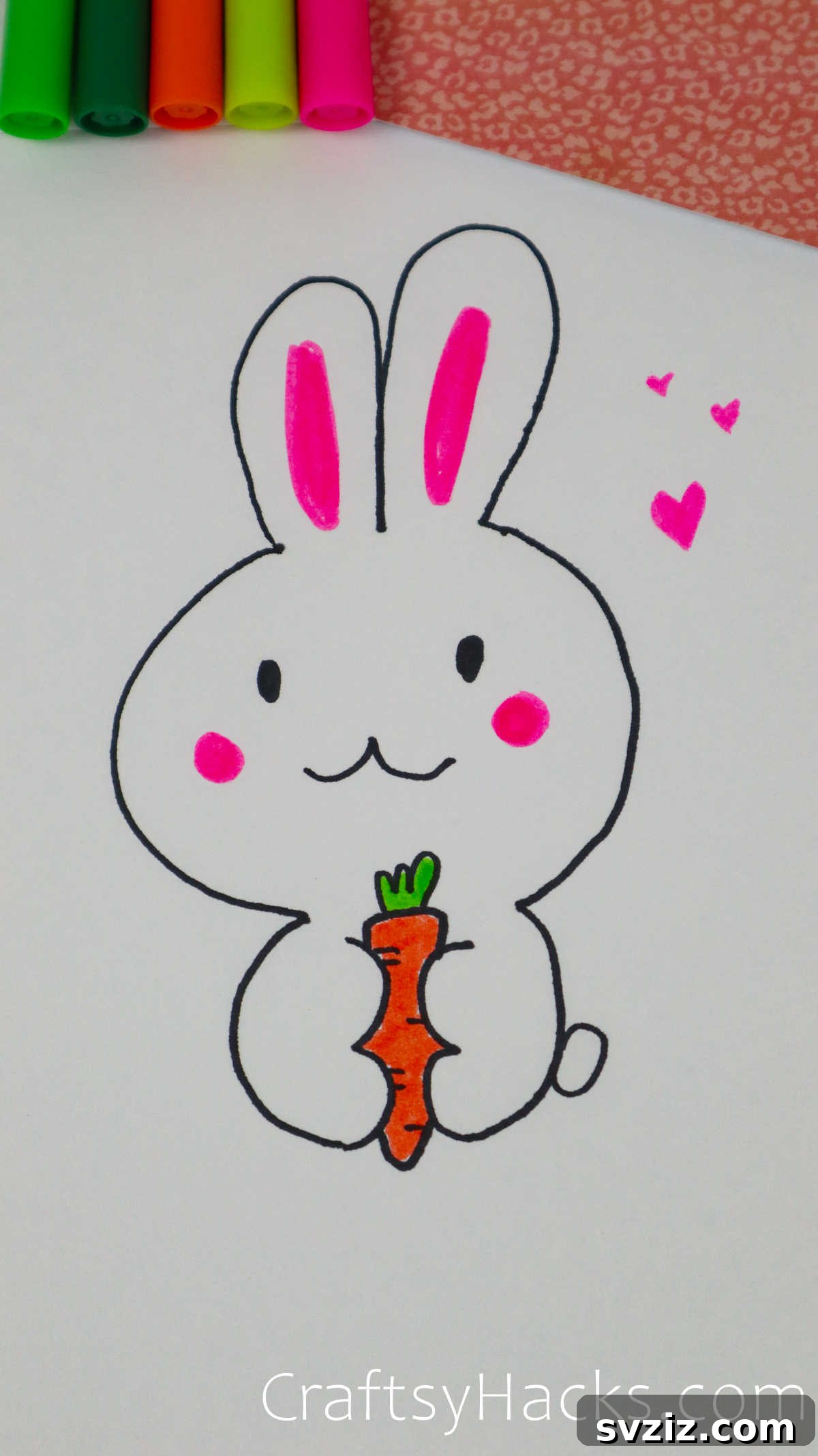 40 Engaging Drawing Ideas for Young Artists 24 Cute hopping bunny doodle drawing for kids