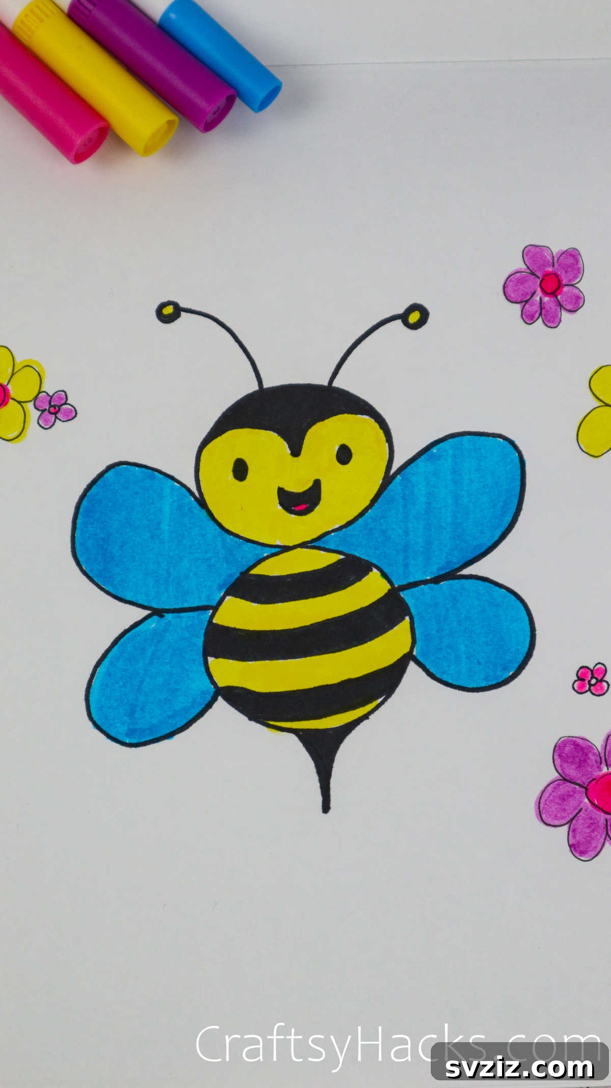 40 Engaging Drawing Ideas for Young Artists 29 Easy buzzing bee doodle drawing for kids