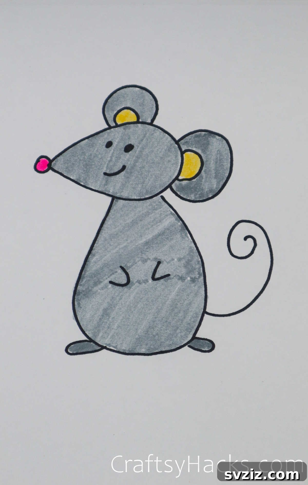 40 Engaging Drawing Ideas for Young Artists 42 Easy cheerful mouse doodle drawing, Cinderella style, for kids
