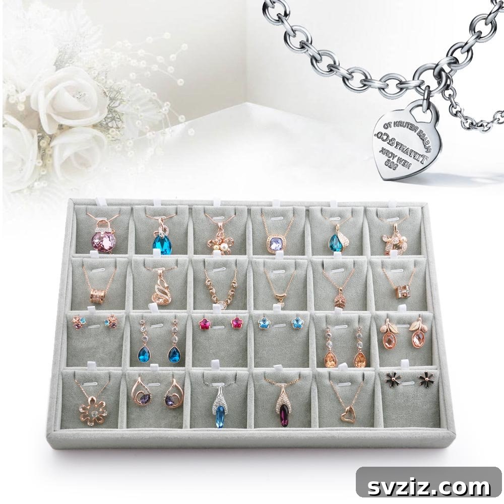 Velvet tray displaying earrings and small jewelry