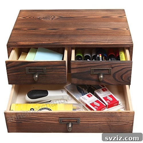 Rustic Wood Storage Box with multiple drawers