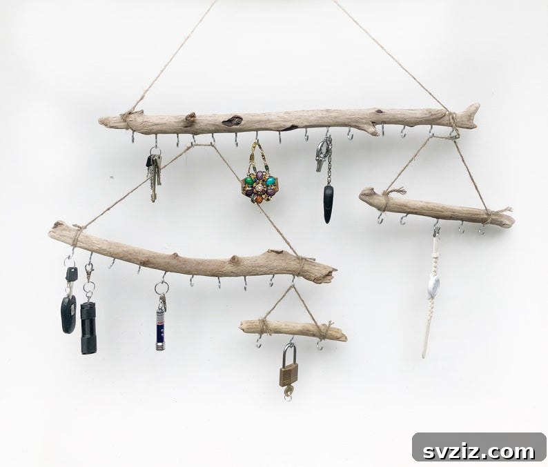 Driftwood Jewelry Organizer for necklaces and bracelets