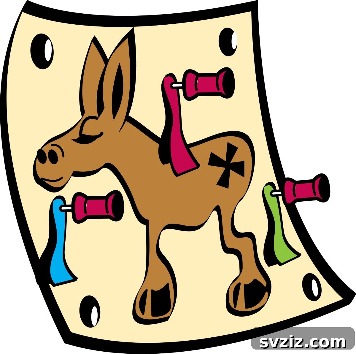 Blindfolded child playing Pin the Tail on the Donkey