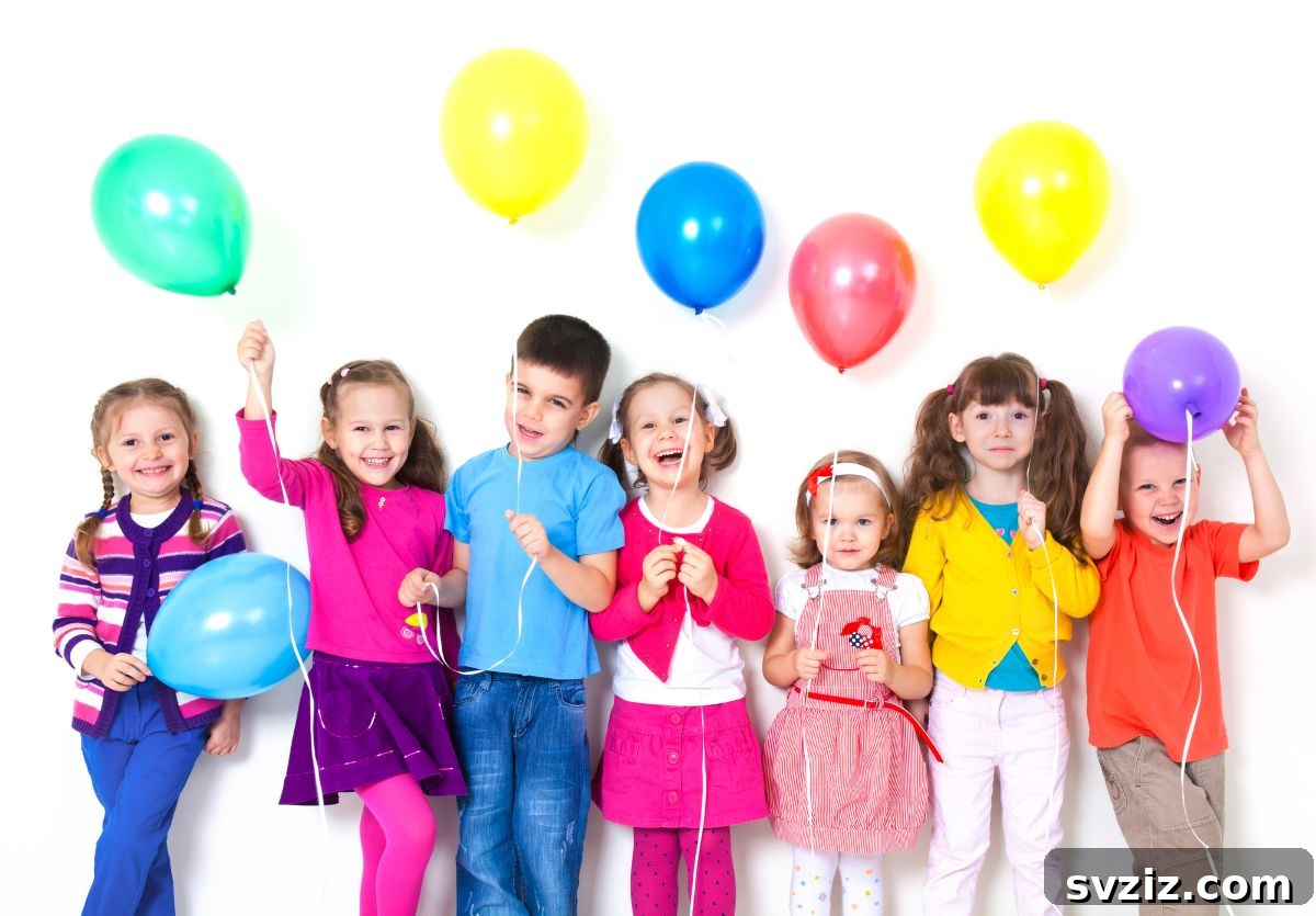 Children stomping on balloons during a party game