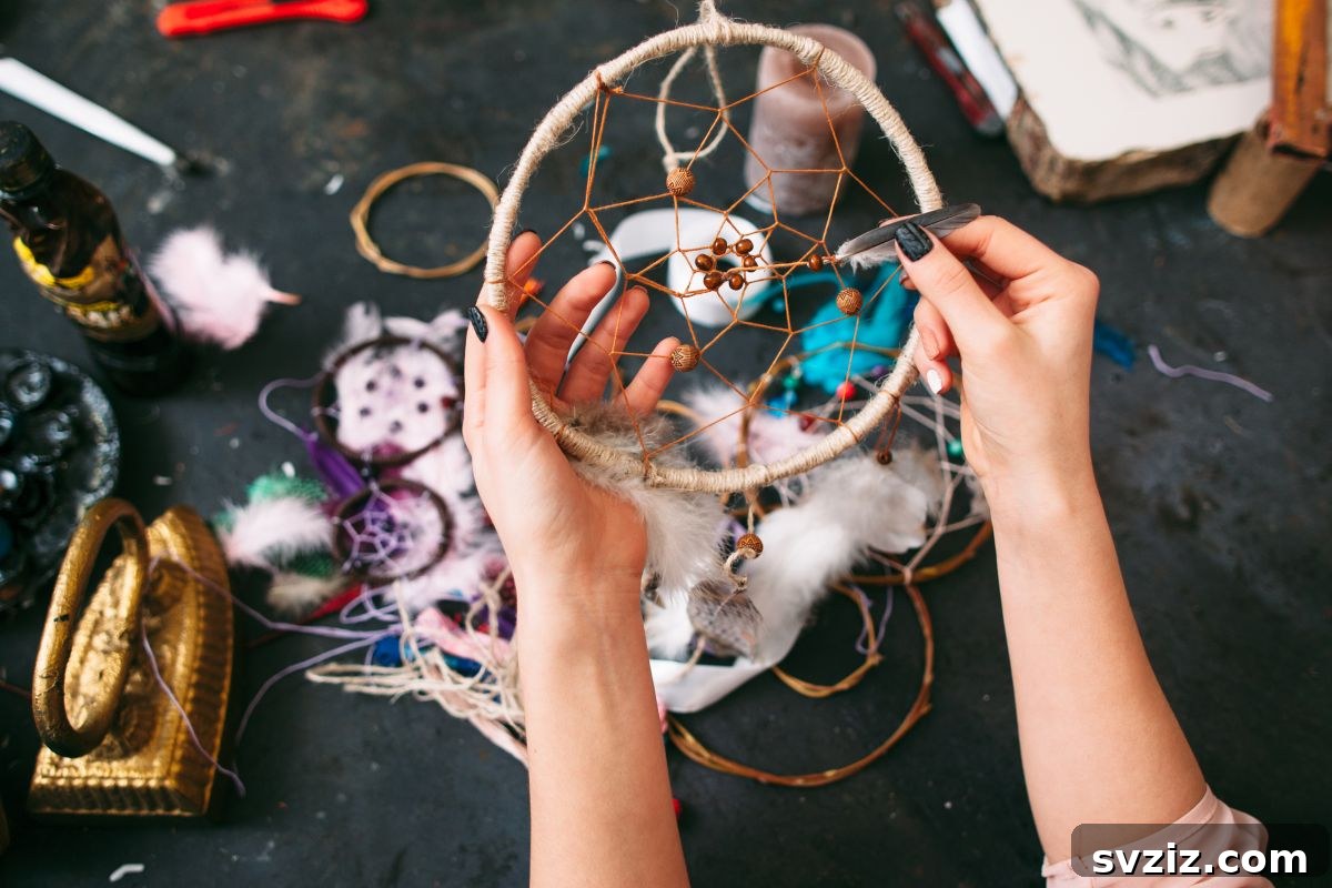 Children making DIY dream catchers at a birthday party