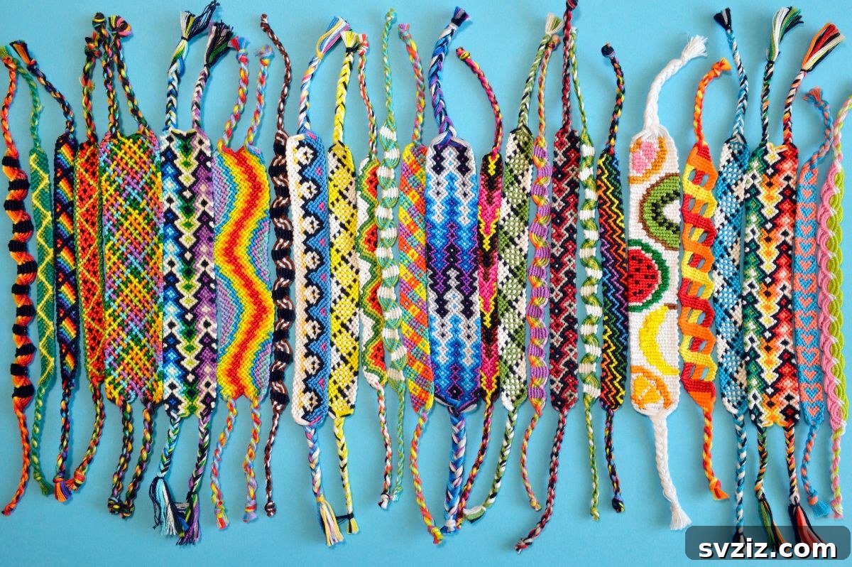 Children making colorful DIY friendship bracelets