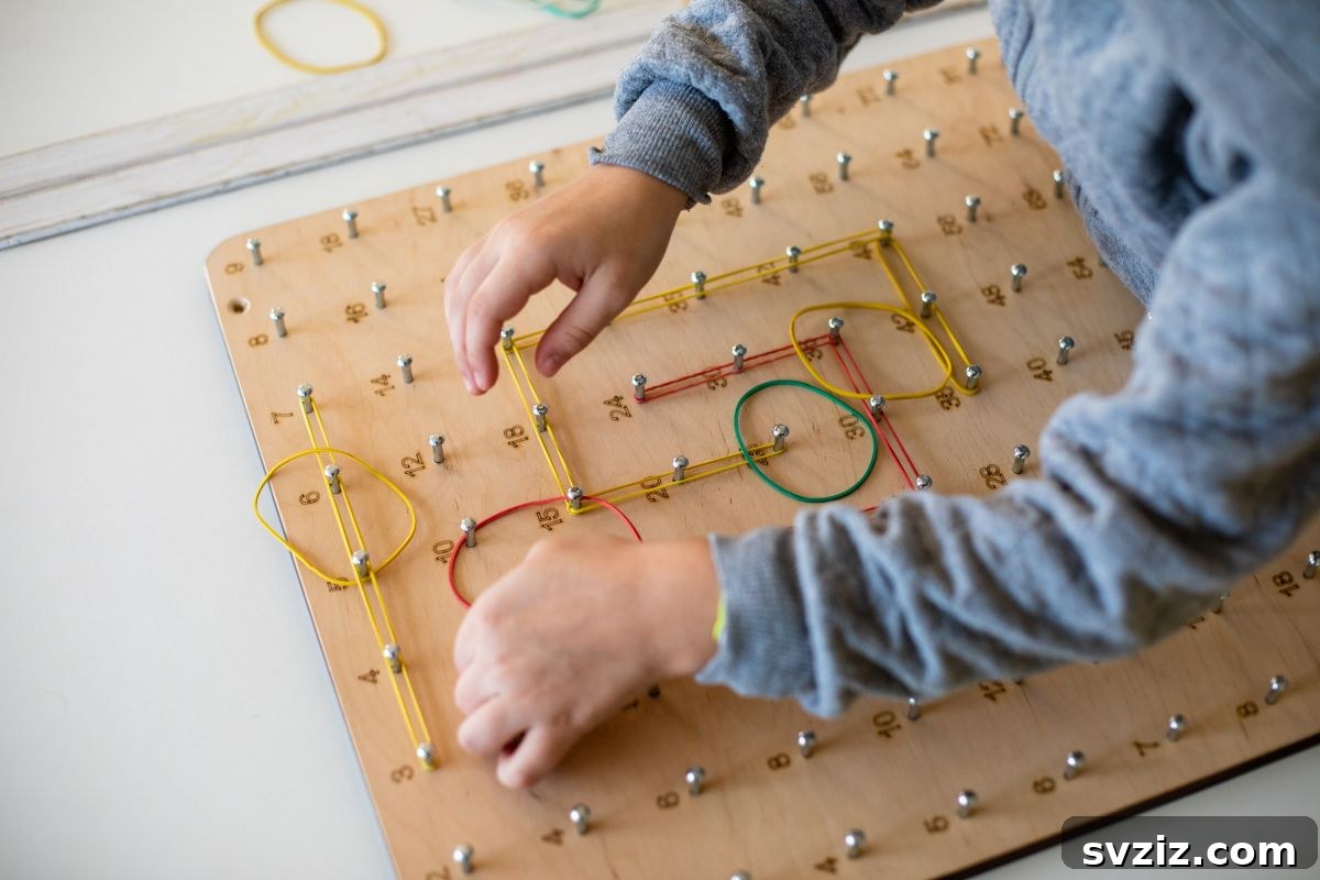 Spark Their Curiosity: 41 Engaging Activities for 3-Year-Olds 27 Geo Board activity for shape recognition