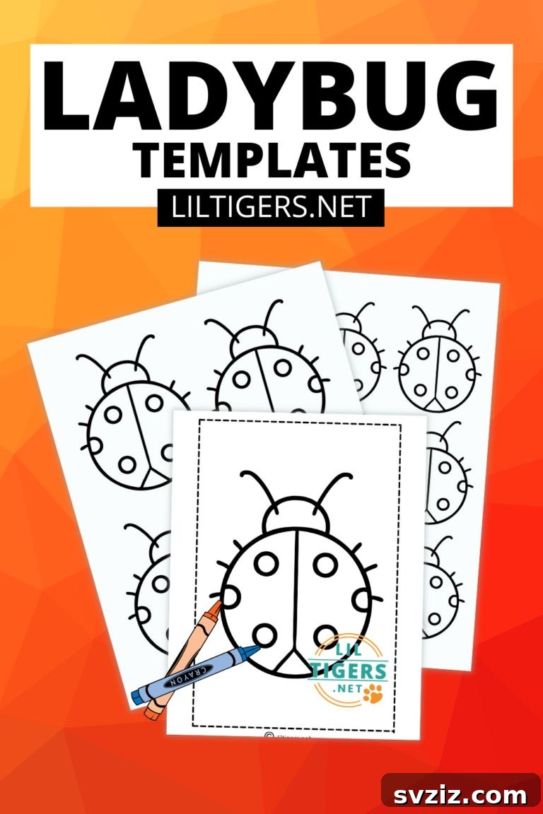 Educational ladybug templates for coloring and learning