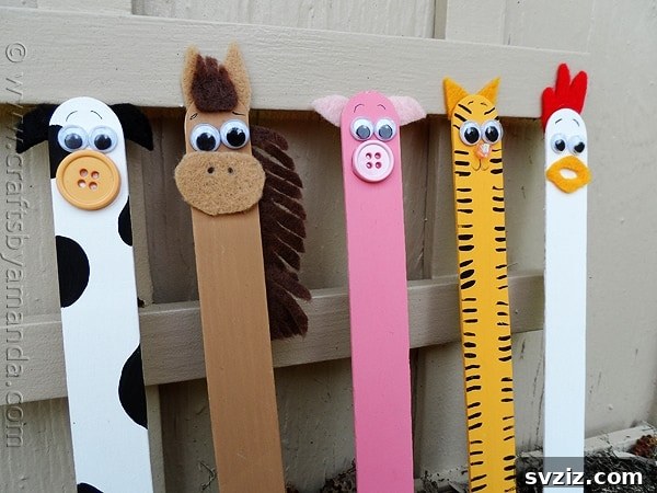 Craft stick farm animals with googly eyes for creative play