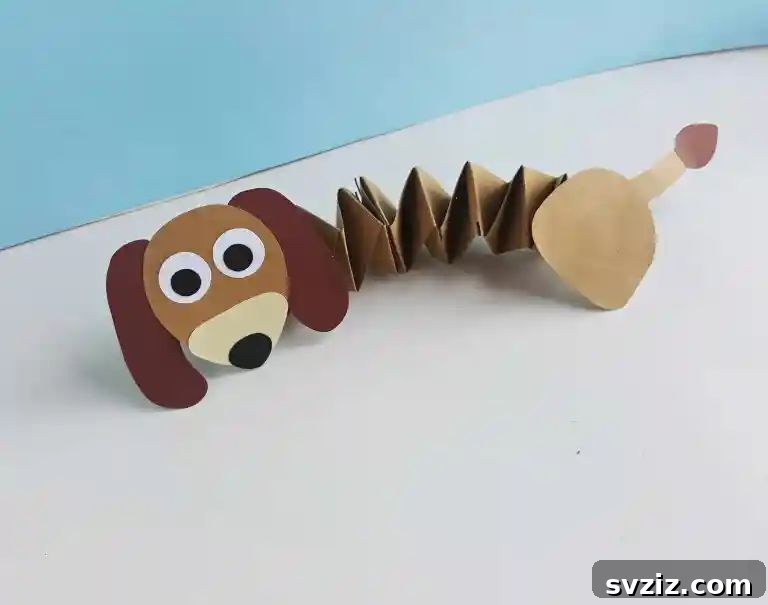 Toy Story Slinky Dog craft with accordion paper body