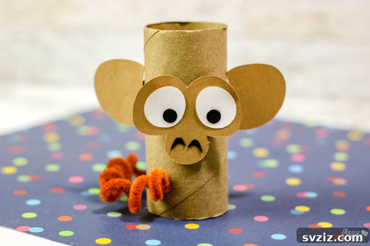 Adorable monkey cardboard tube craft for preschoolers