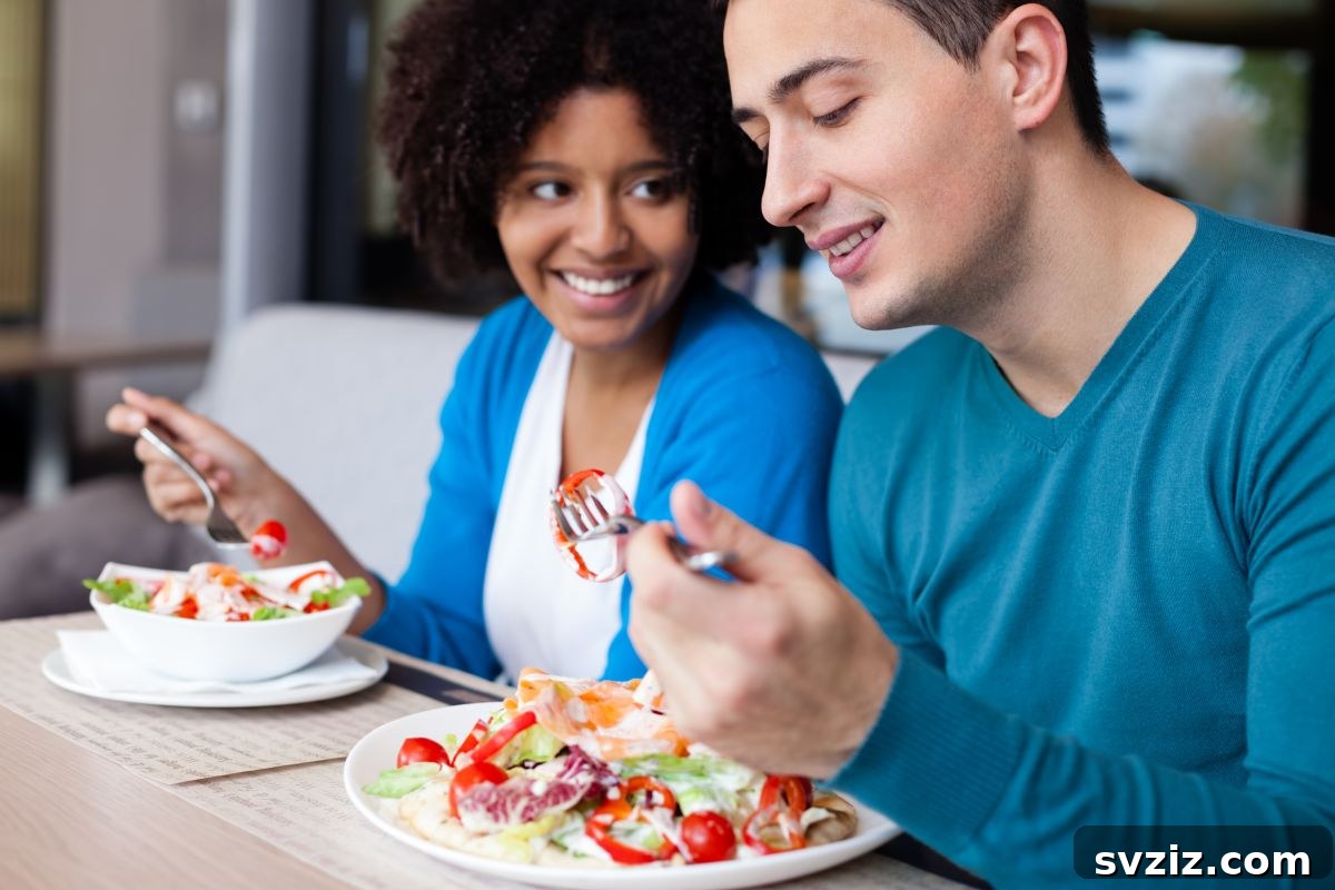 Teenager trying new cuisine and foods