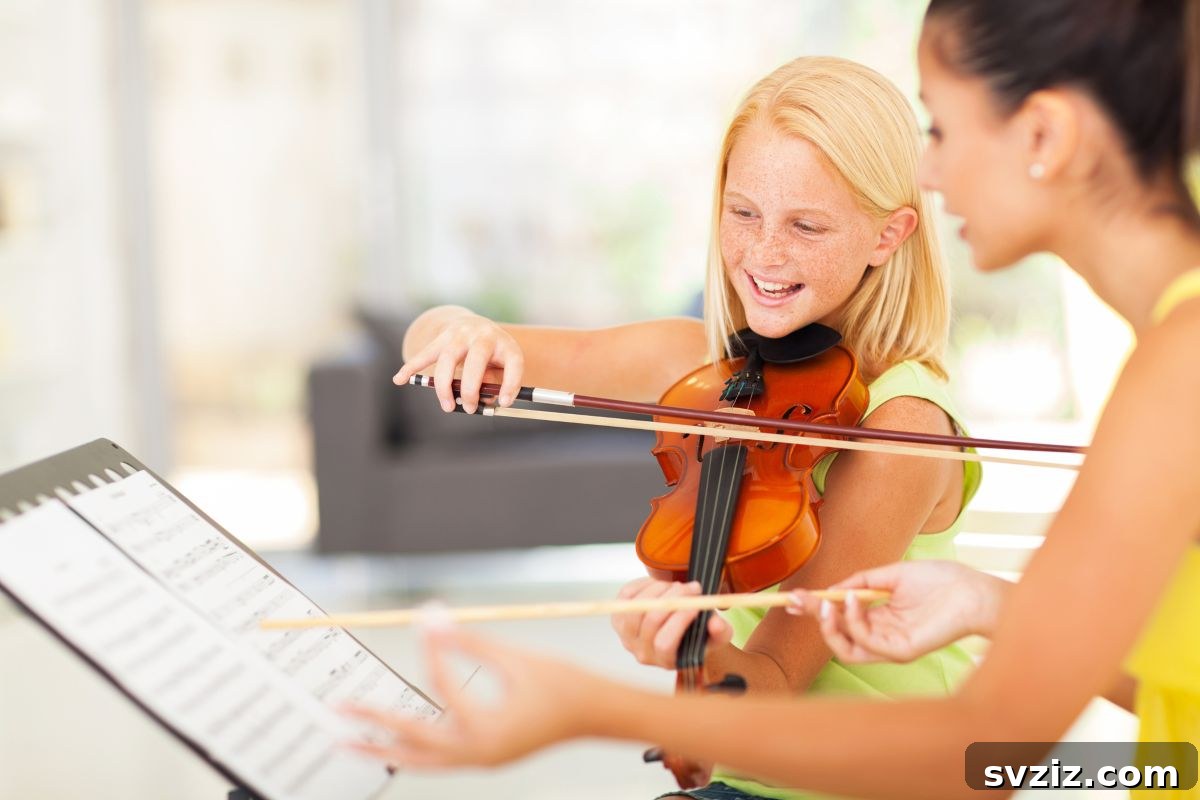 Teenager learning a new musical instrument