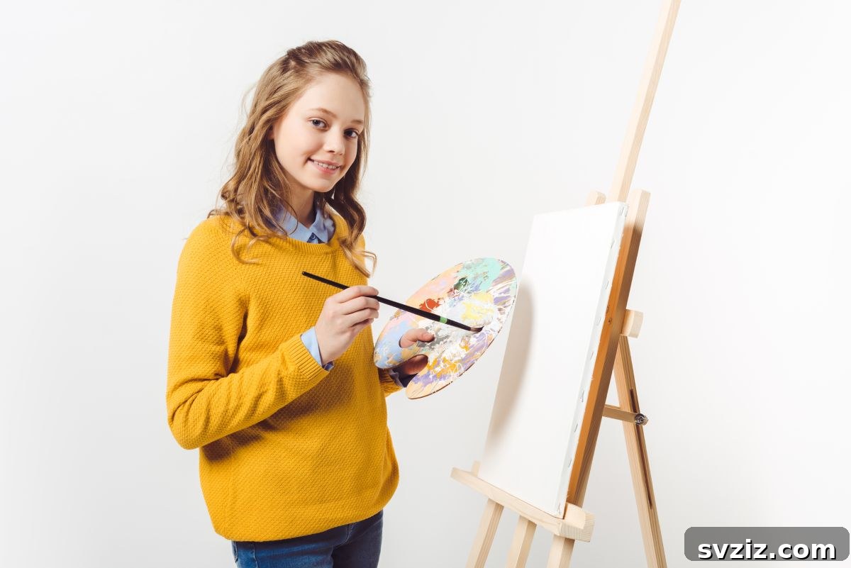 Teenager creating art for self-expression and therapy