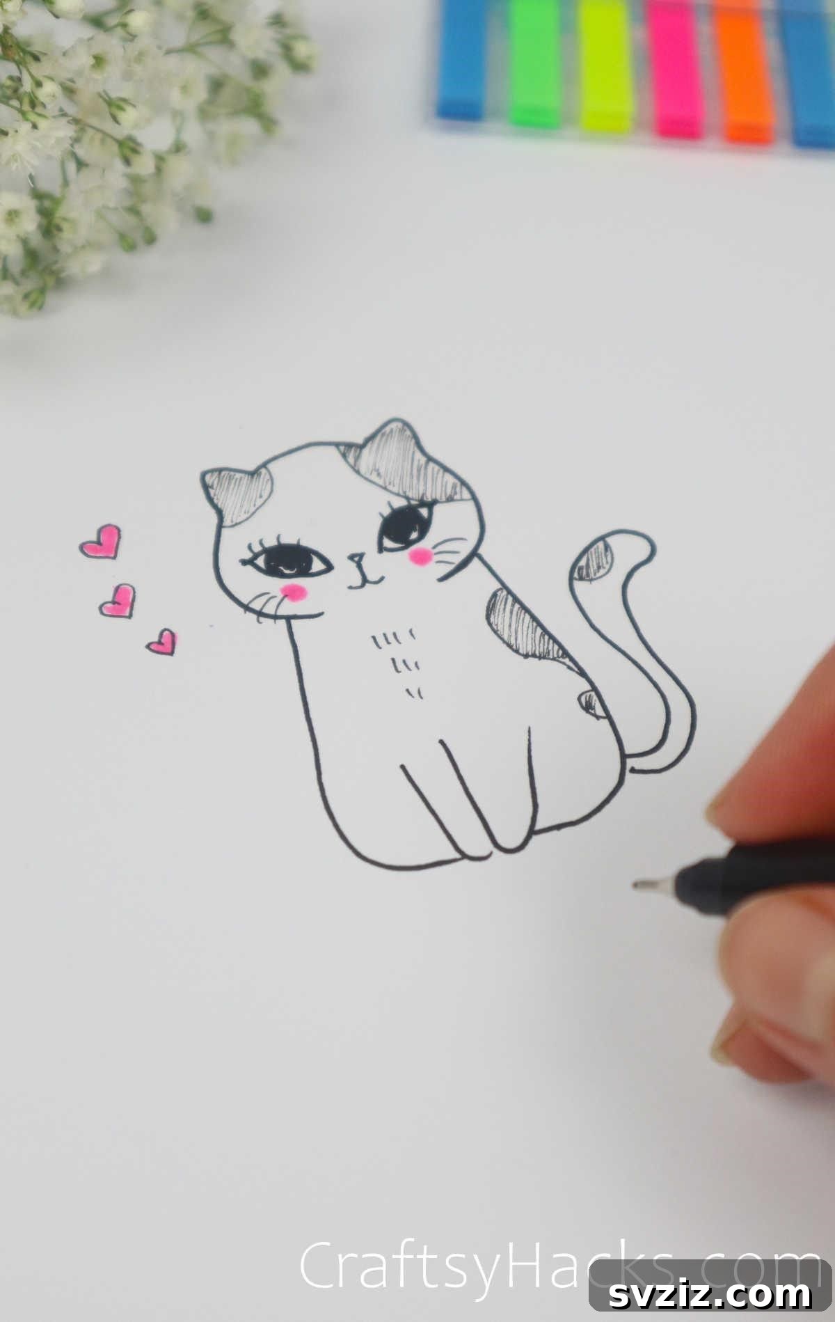 Easy Cat Drawing Ideas for beginners and kids to learn animal drawing skills