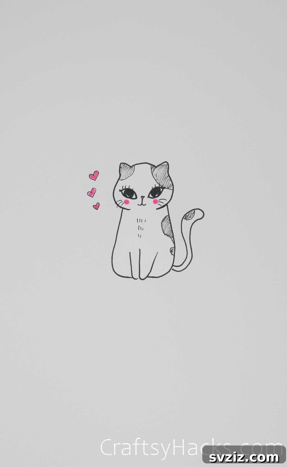 Cat in love drawing, expressing happiness and affection