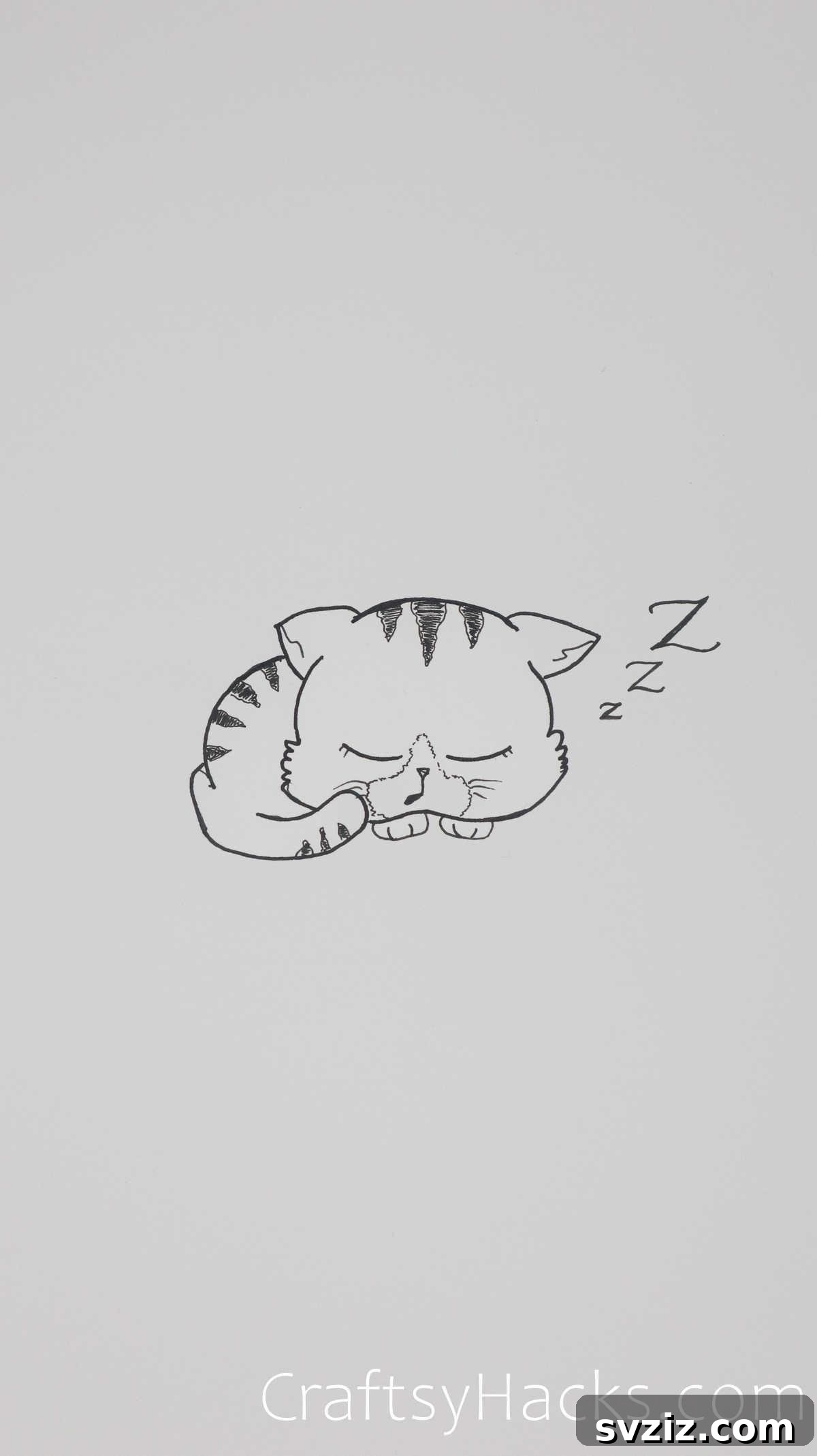 Sleepy cat drawing, showcasing a cat resting peacefully
