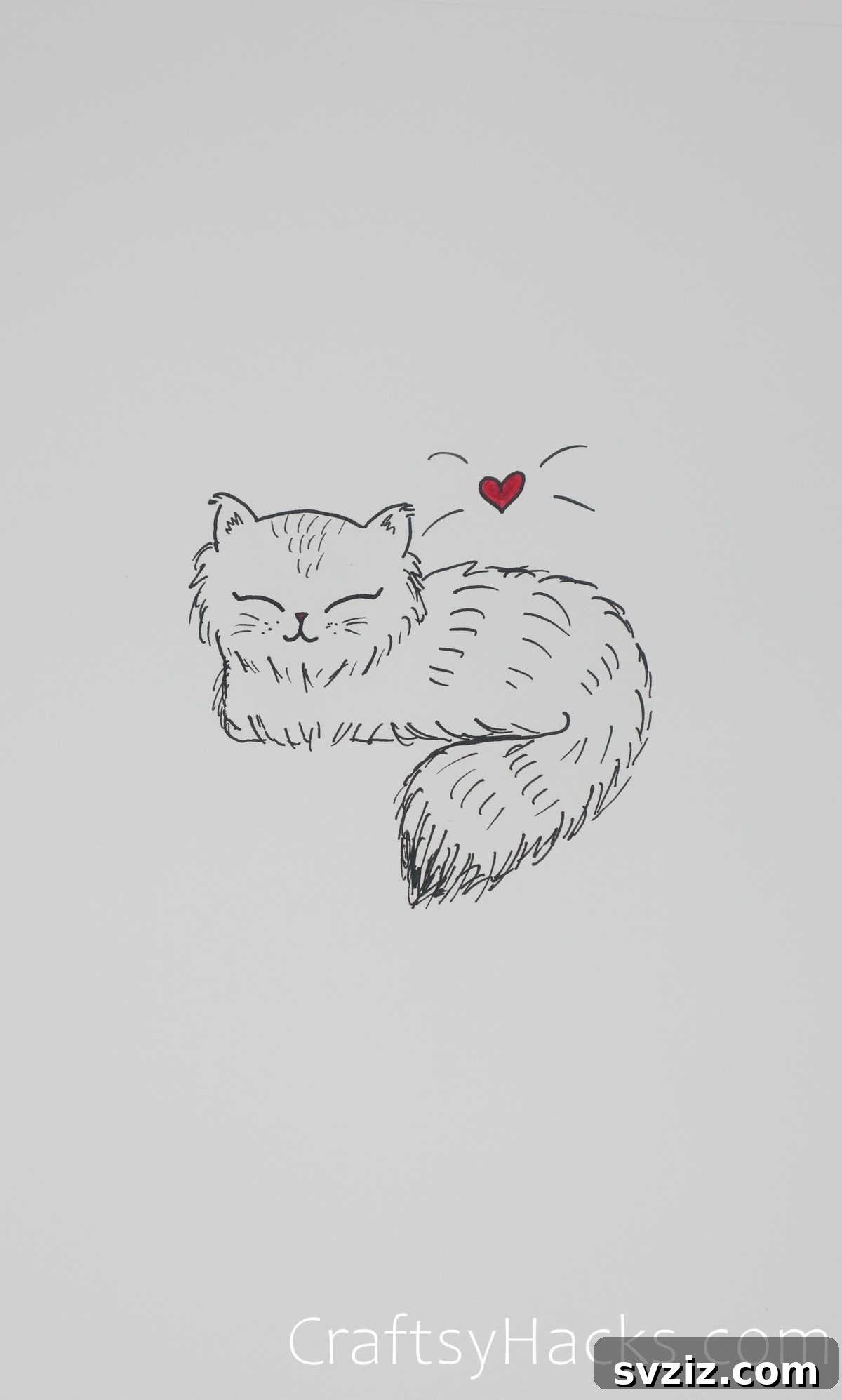 Happy cat drawing, a simple doodle of a content feline