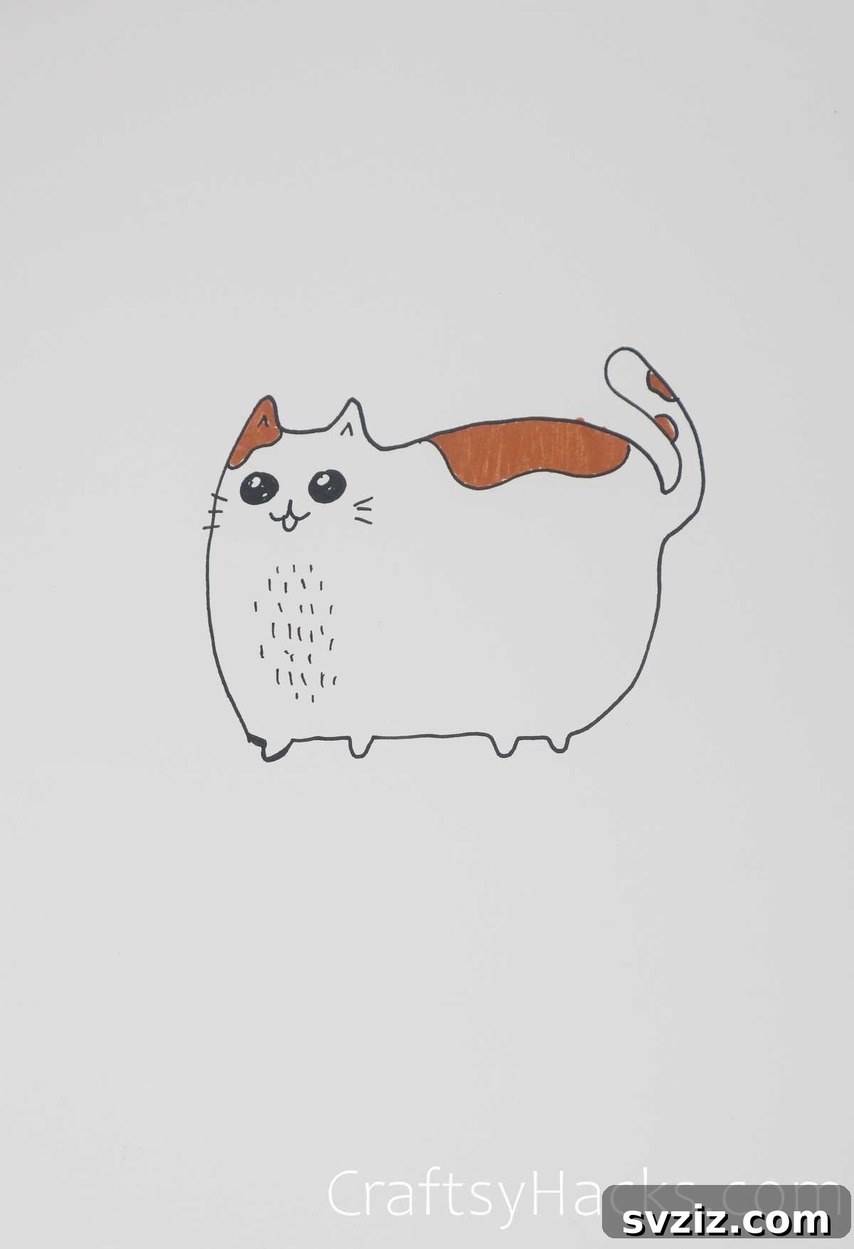 Fat cat drawing, depicting a delightfully plump feline
