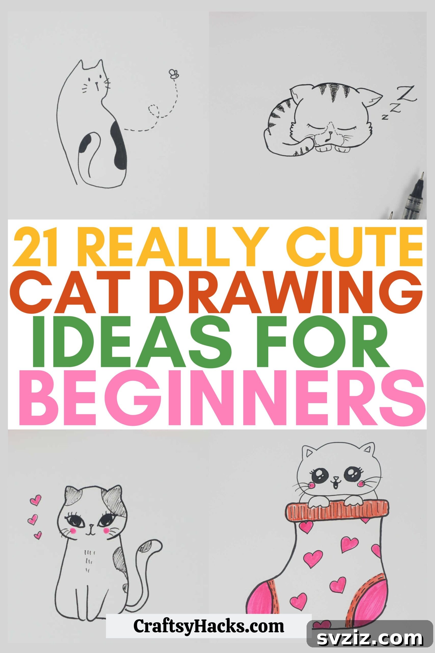 Collection of cute cat drawing ideas
