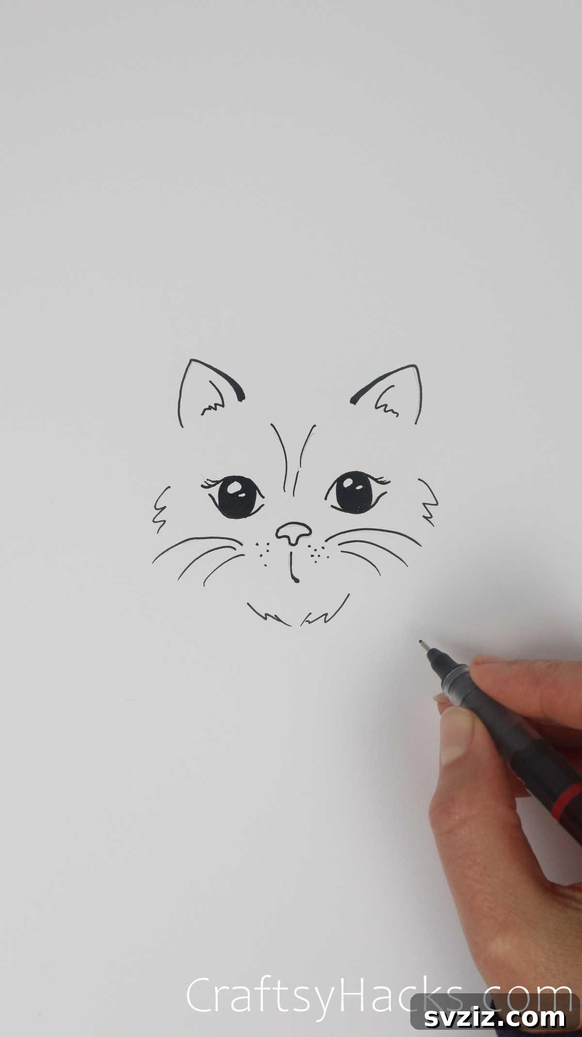 Minimalist cat face drawing, simple and aesthetic