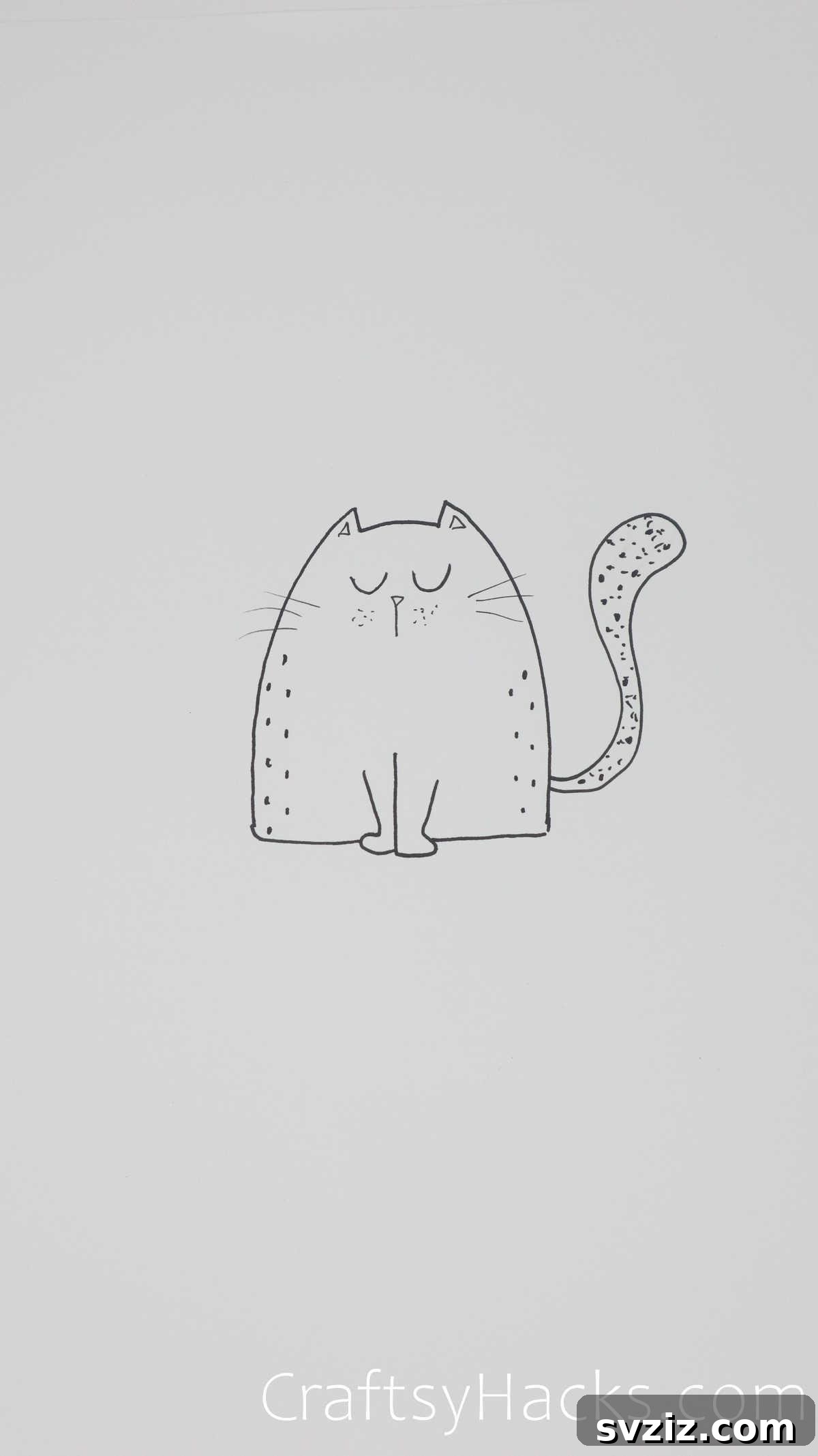 Thoughtful cat with a simple body and facial expression