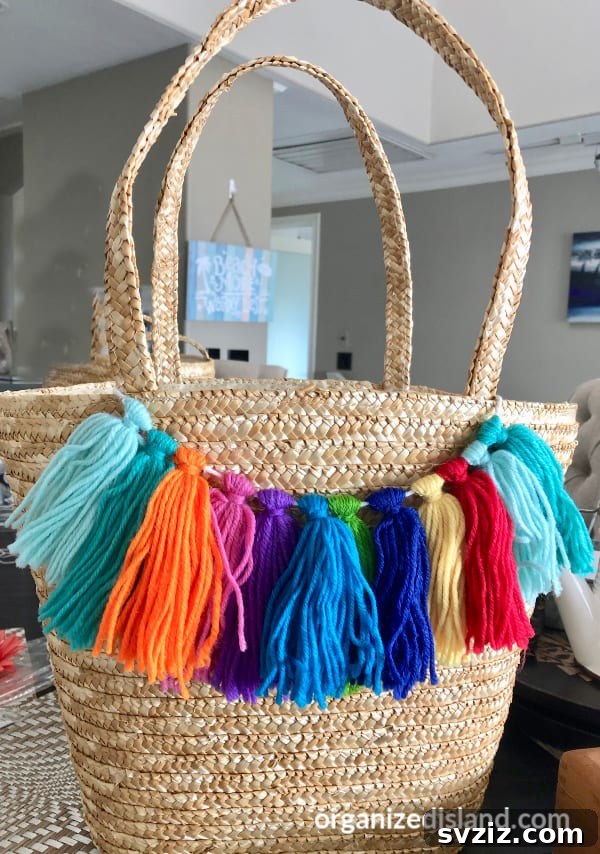 DIY Embellished Straw Tote Bag for Tweens