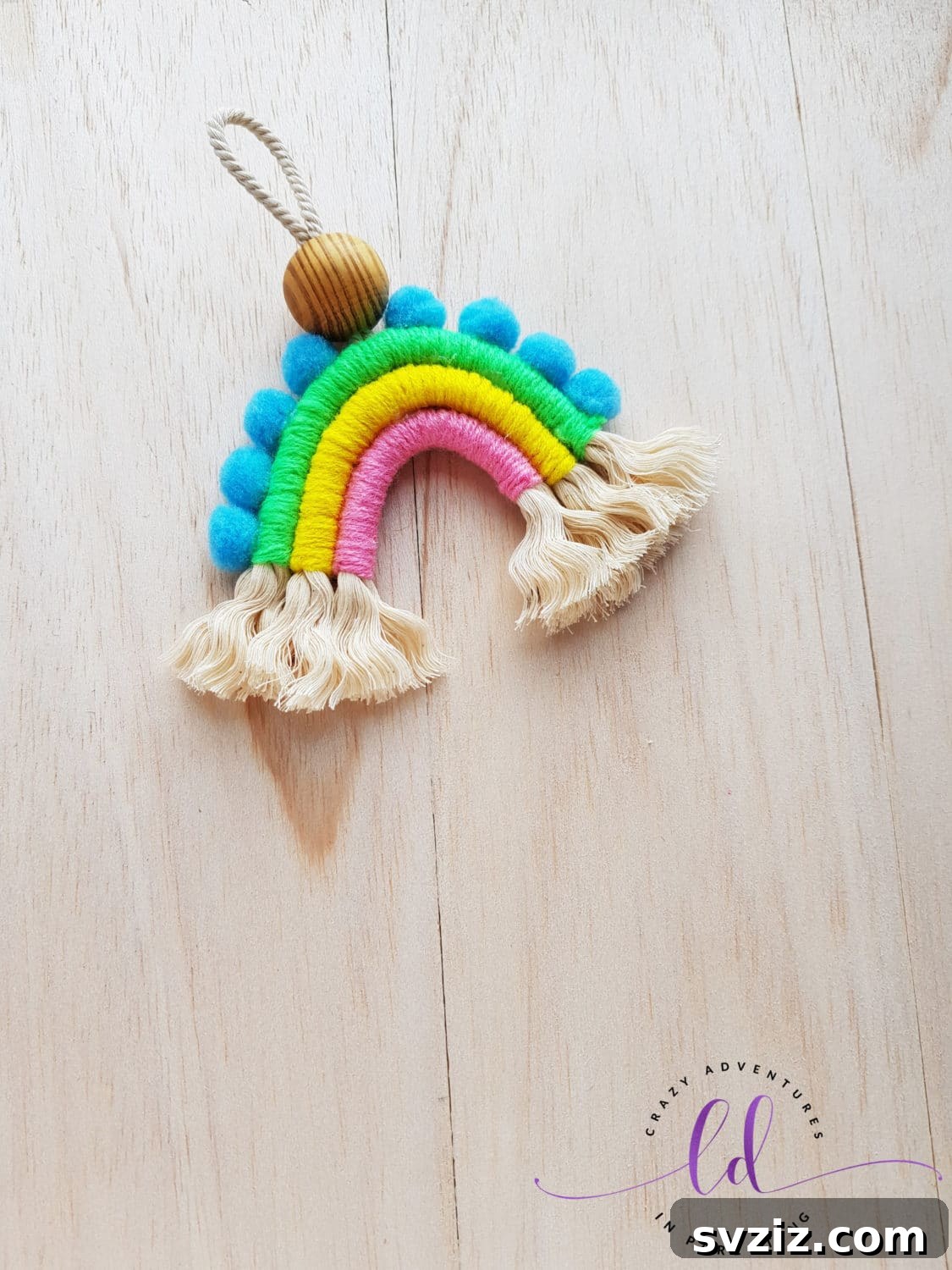 DIY Macrame Rainbow Charm Wall Hanging for Tweens