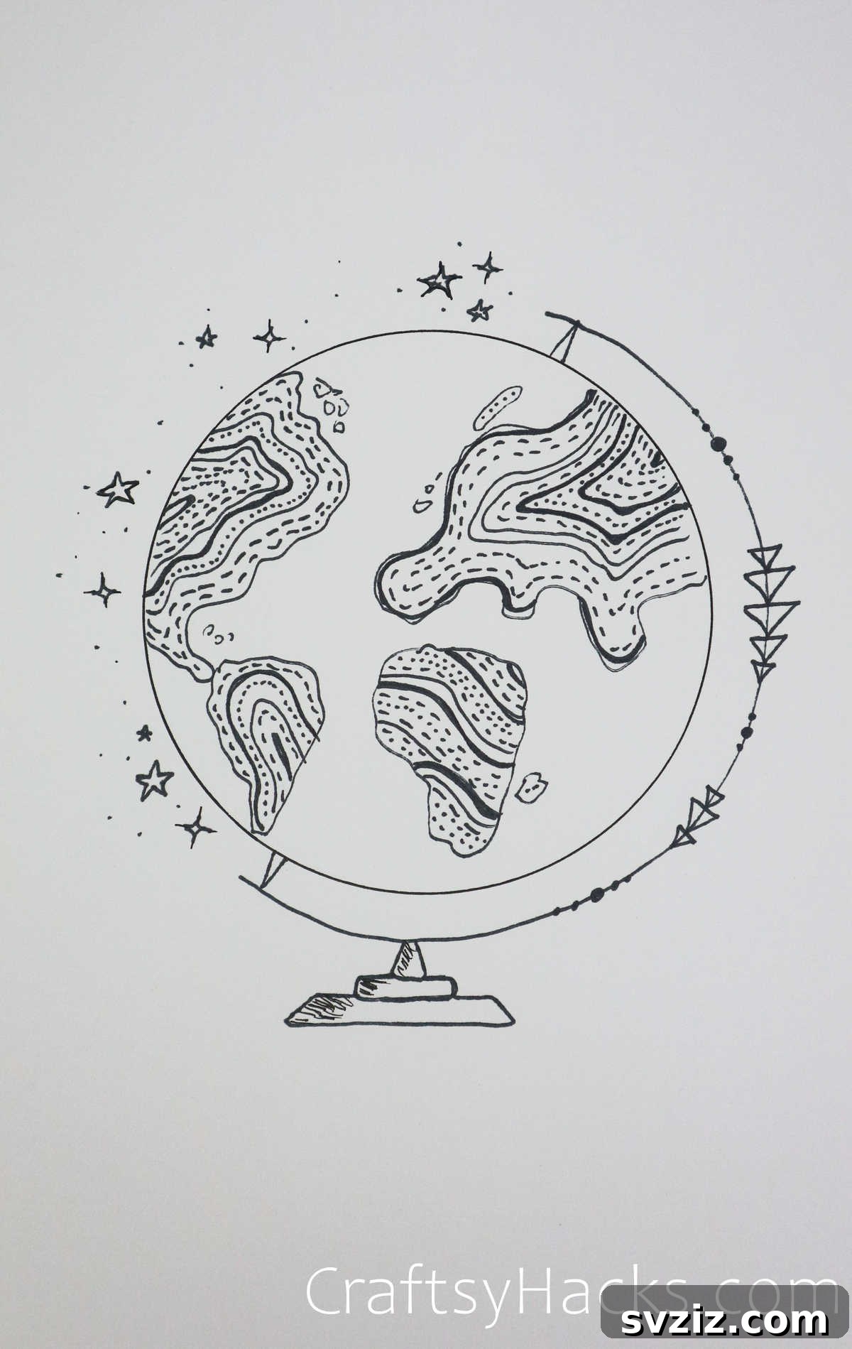 21 Effortless Circle Drawing Concepts 14 Globe Circle Drawing with Elements Extending Outside