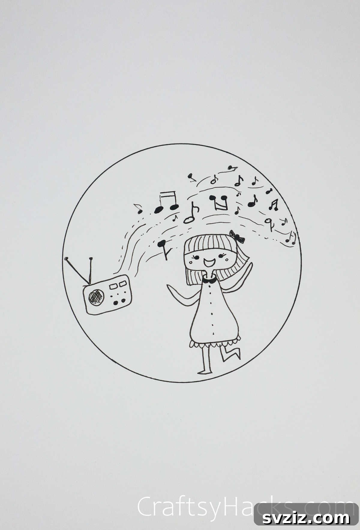 21 Effortless Circle Drawing Concepts 23 Music Drawing with Dancing Figure and Notes