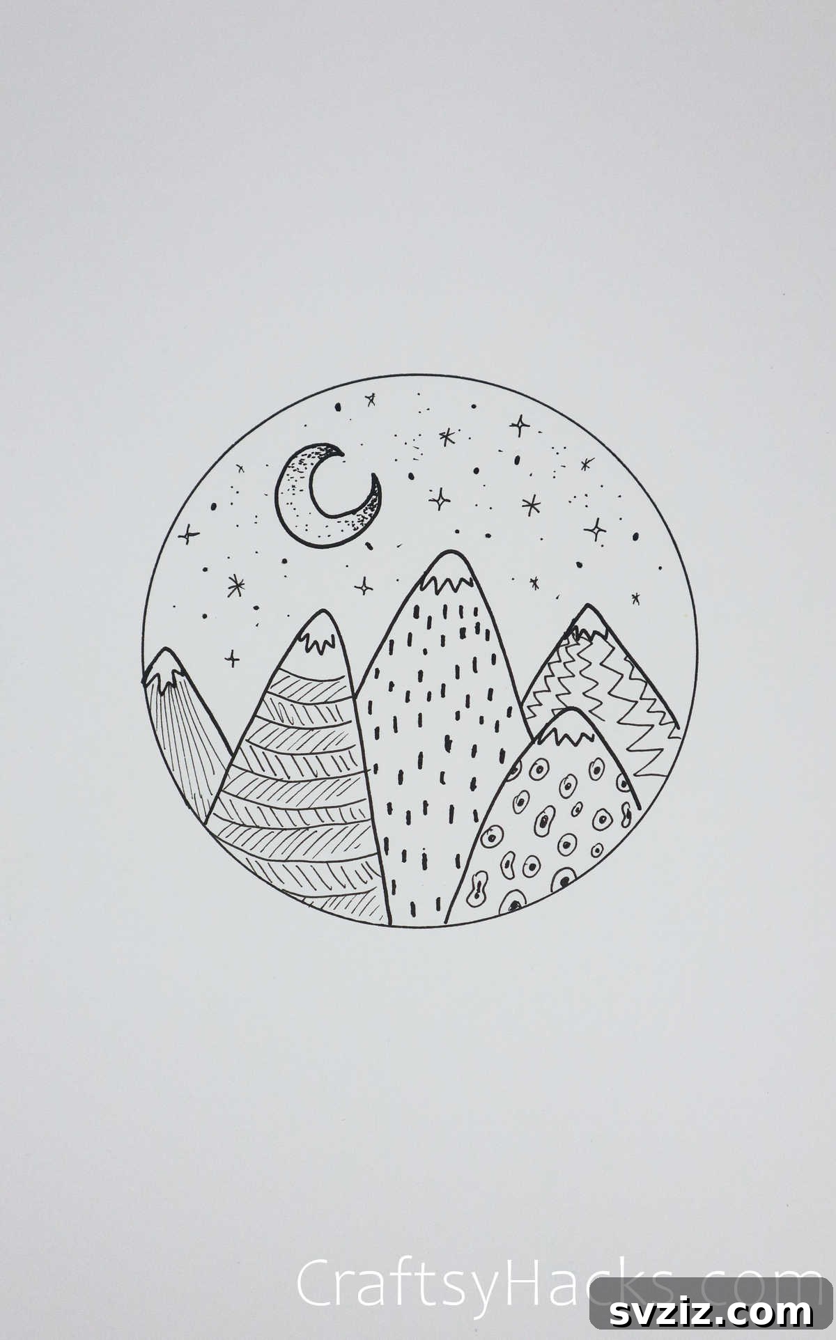 21 Effortless Circle Drawing Concepts 8 Mountains Circle Drawing with Unique Patterns