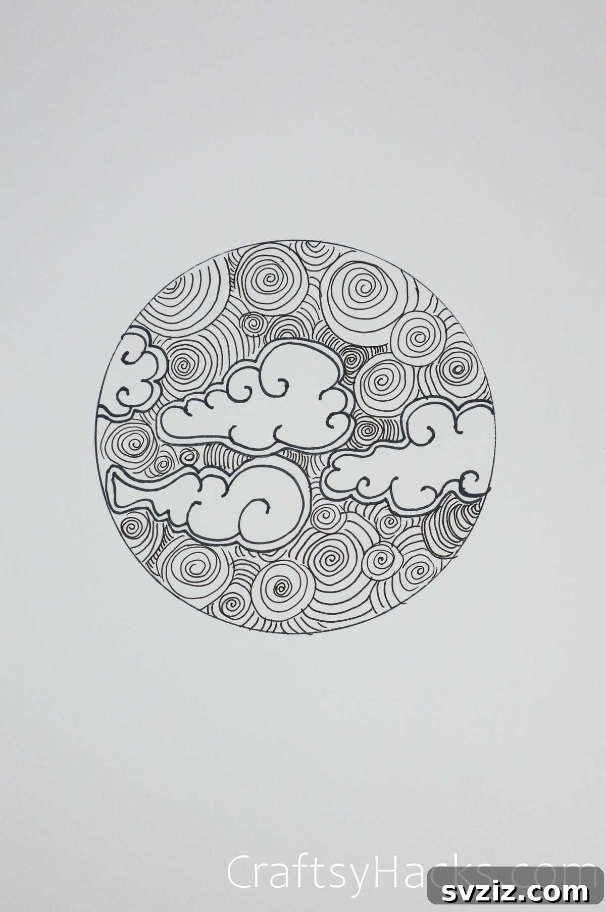 21 Effortless Circle Drawing Concepts 10 Clouds Circle Drawing with Doodle Patterns