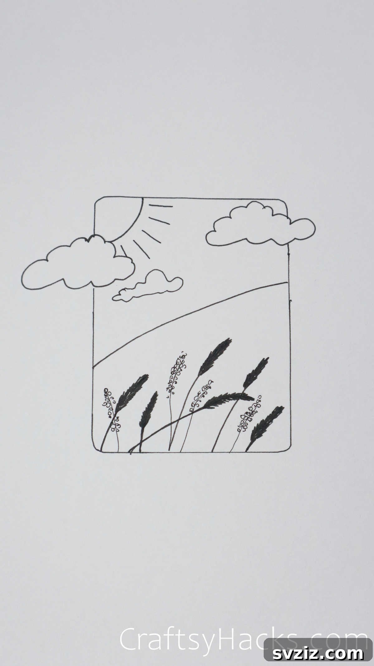 21 Charming Aesthetic Art Prompts 13 nature drawing - aesthetic nature scene within a frame
