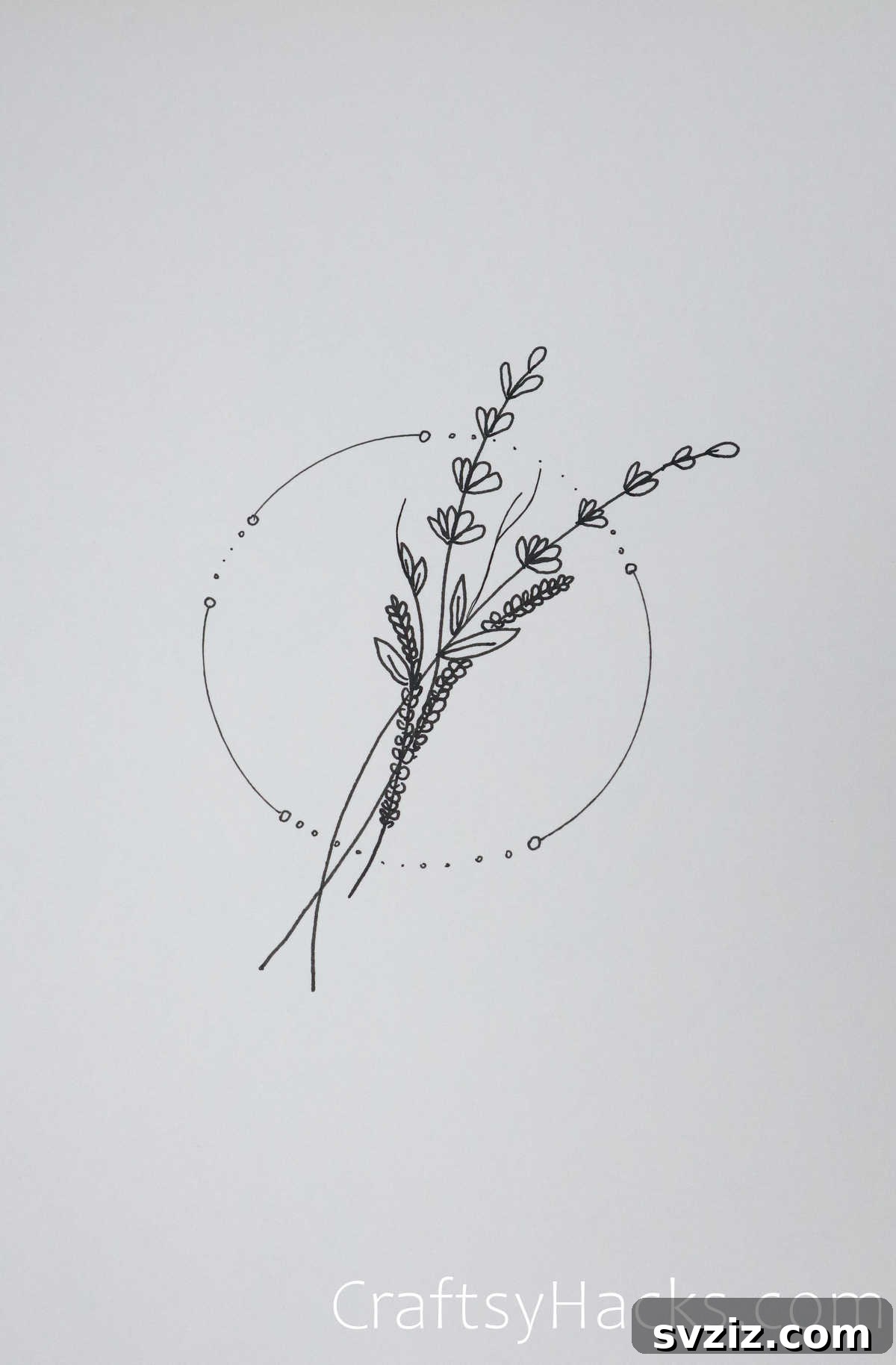 21 Charming Aesthetic Art Prompts 19 flower drawing - aesthetic flower sketch in a circular frame