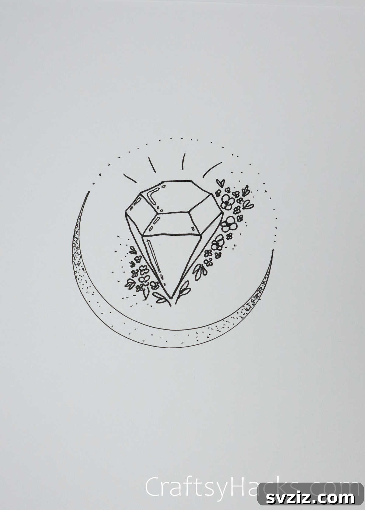 21 Charming Aesthetic Art Prompts 25 diamond drawing - aesthetic diamond sketch with natural elements