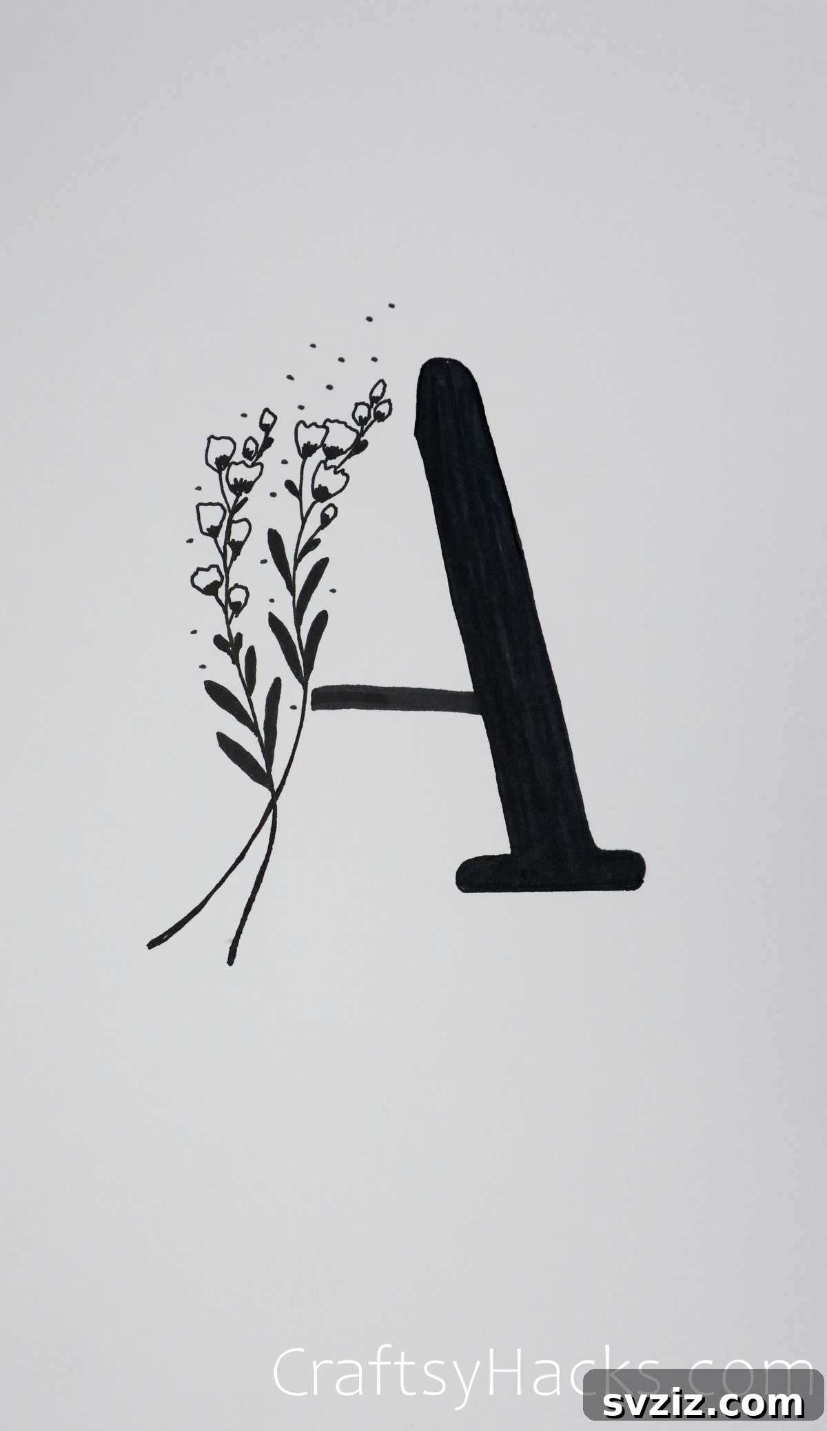 21 Charming Aesthetic Art Prompts 10 Letter A Drawing - aesthetic letter drawing with botanical elements