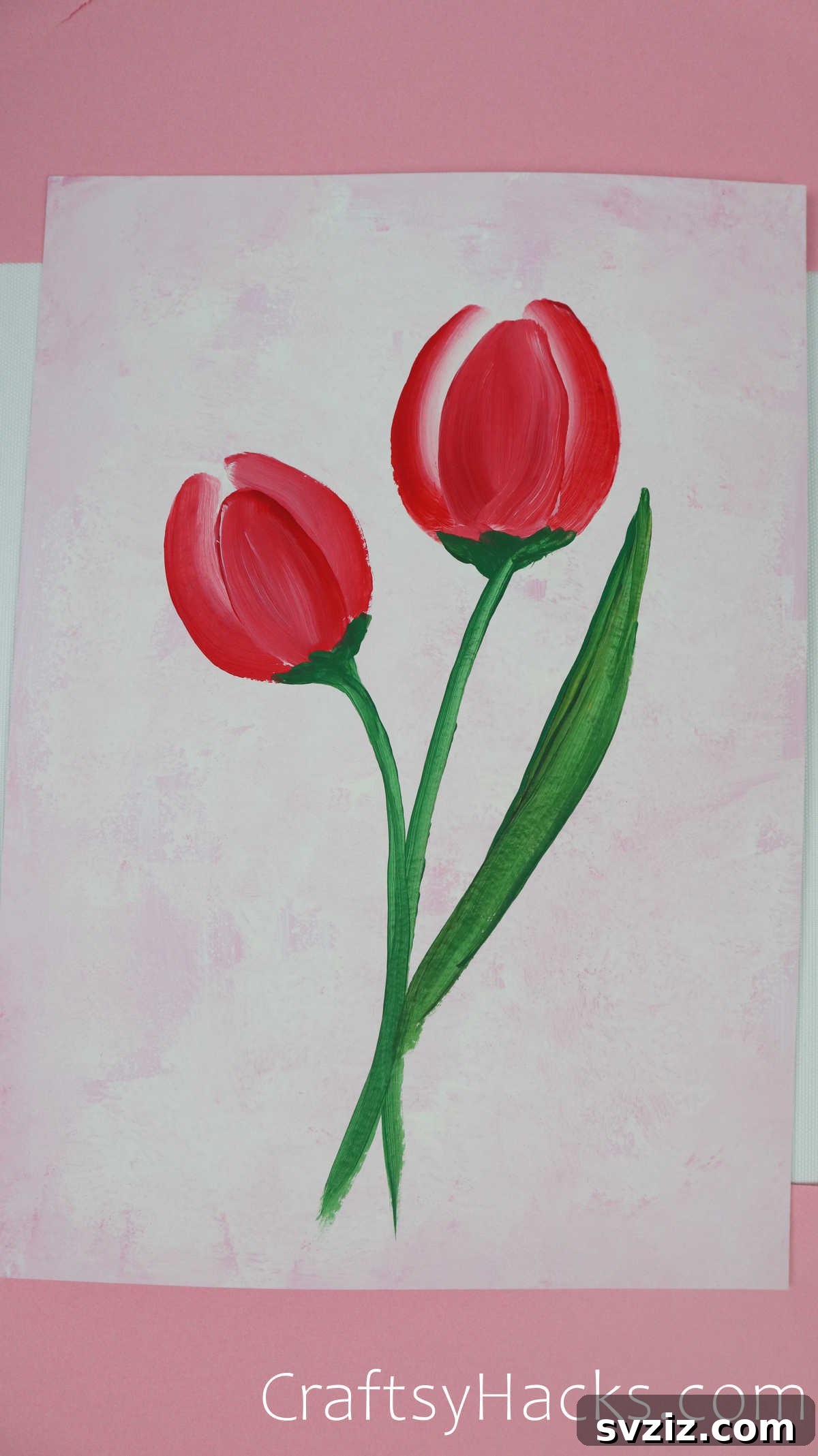 Floral Art Made Easy: 21 Inspiring Ideas 22 Minimalist tulips painting, emphasizing negative space for elegance and depth.