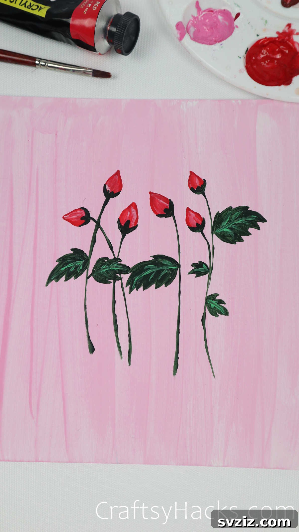 Floral Art Made Easy: 21 Inspiring Ideas 5 Painting of red flowers just about to bloom, symbolizing new beginnings.